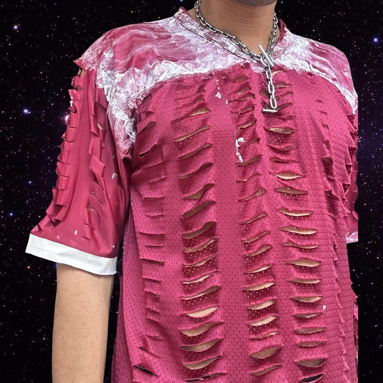 Nike ASTROBOI* X Nike Maroon Mesh Painterly Jersey T-shirt- Large Size US L / EU 52-54 / 3 - 7 Thumbnail