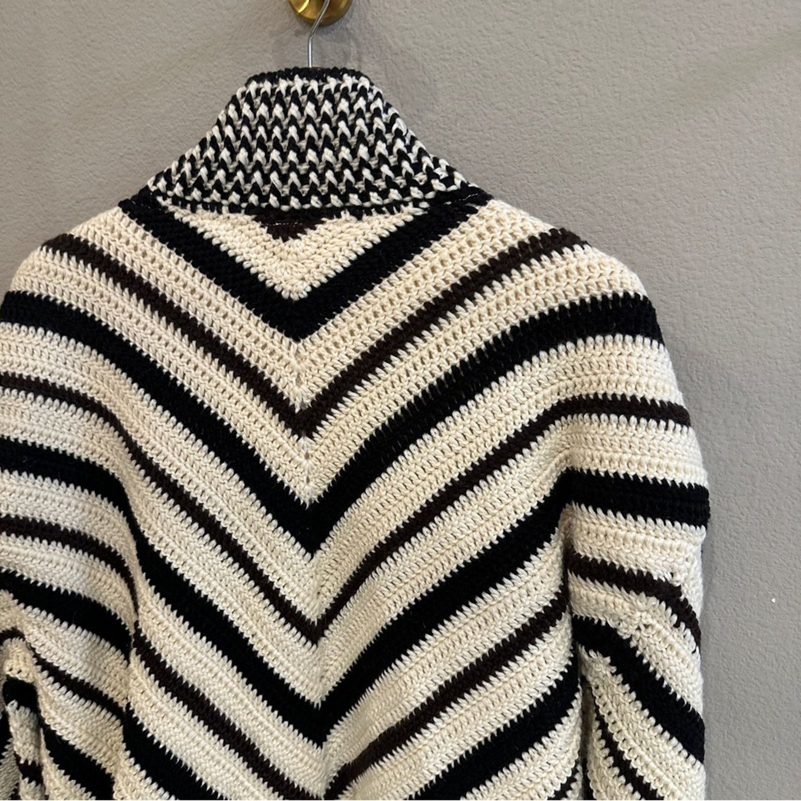 Urban Outfitters MANDINGA | Urban Outfitters | XL Black & Cream Knit Jacket Size XL / US 12-14 / IT 48-50 - 10 Thumbnail