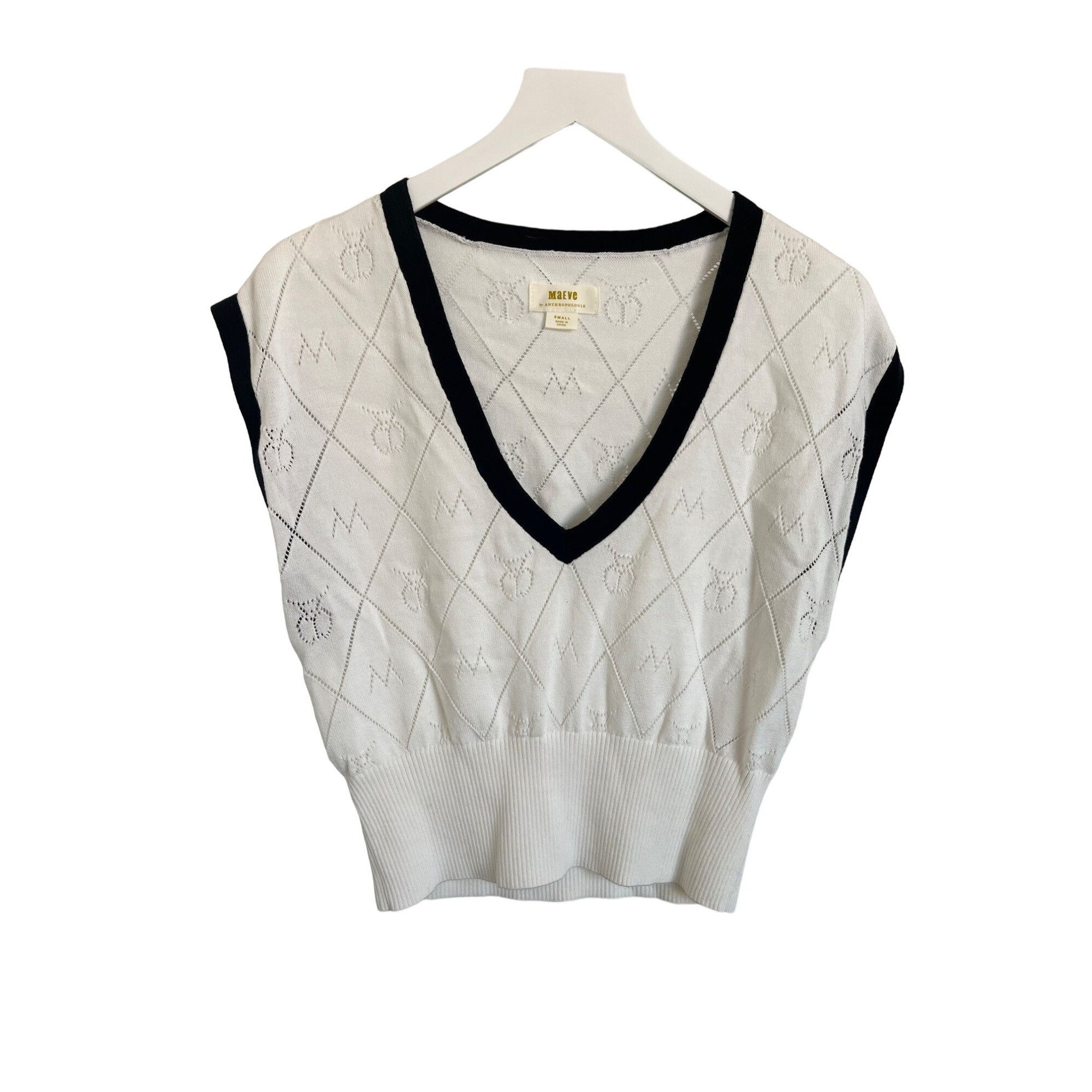 Anthropologie Maeve Violette Icon Logo White Sleeveless Vest Size S / US 4 / IT 40 - 7 Thumbnail
