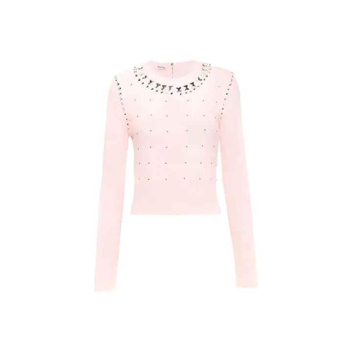 Miu Miu Miu Miu Pink Long Sleeve Wool Knit Sweater 0079 Size M / US 6-8 / IT 42-44 - 1 Thumbnail