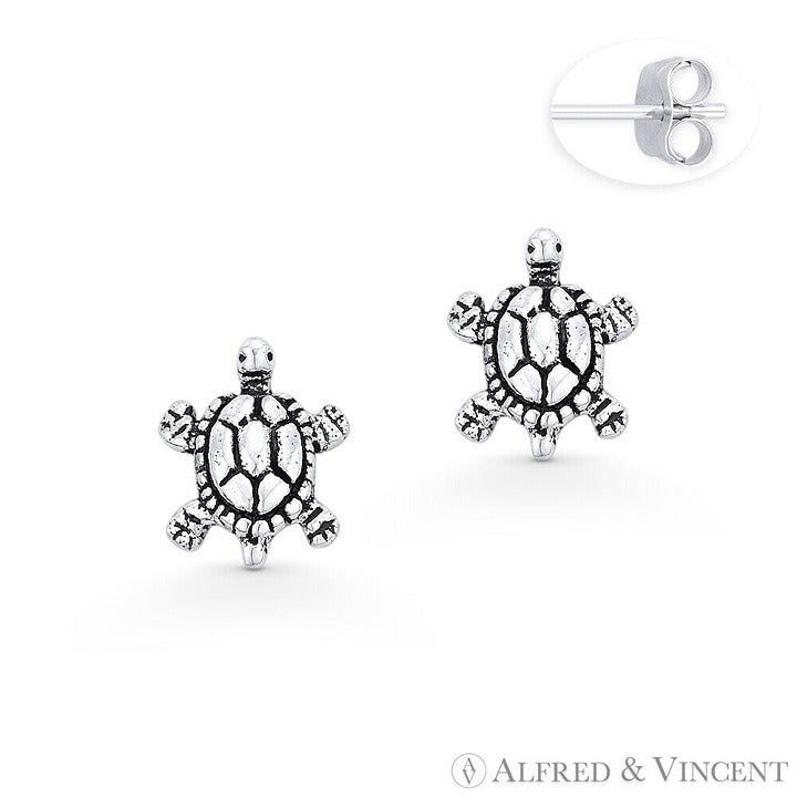 Other Sea Turtle Charm Stud Earrings in .925 Sterling Silver Size ONE SIZE - 1 Preview
