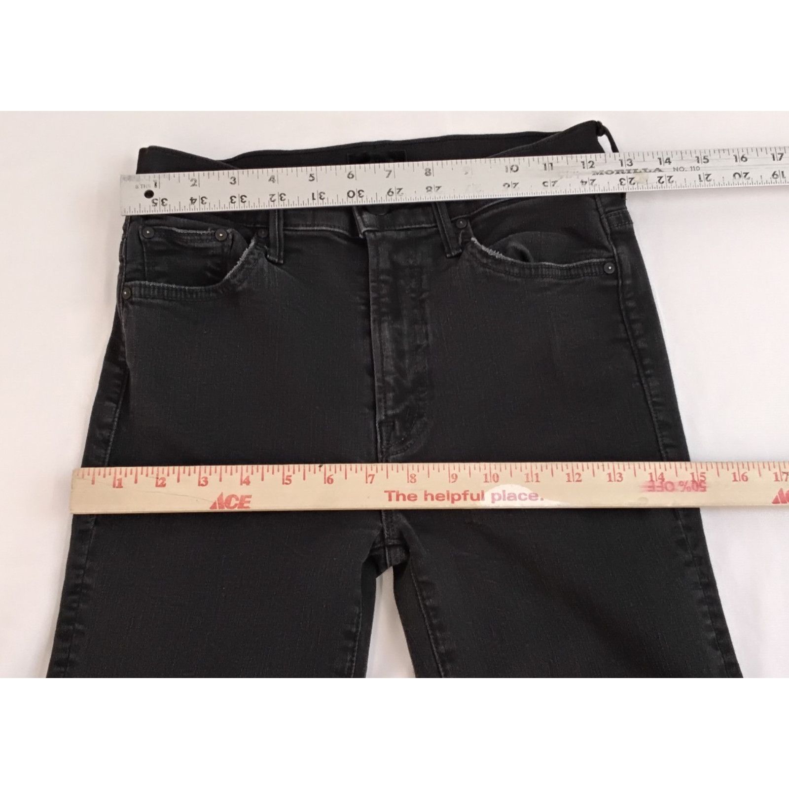 MOTHER Mother The Insider Crop Fray Jeans Women's 25x25 Black Wash Size 25" / US 0 / IT 36 - 10 Thumbnail