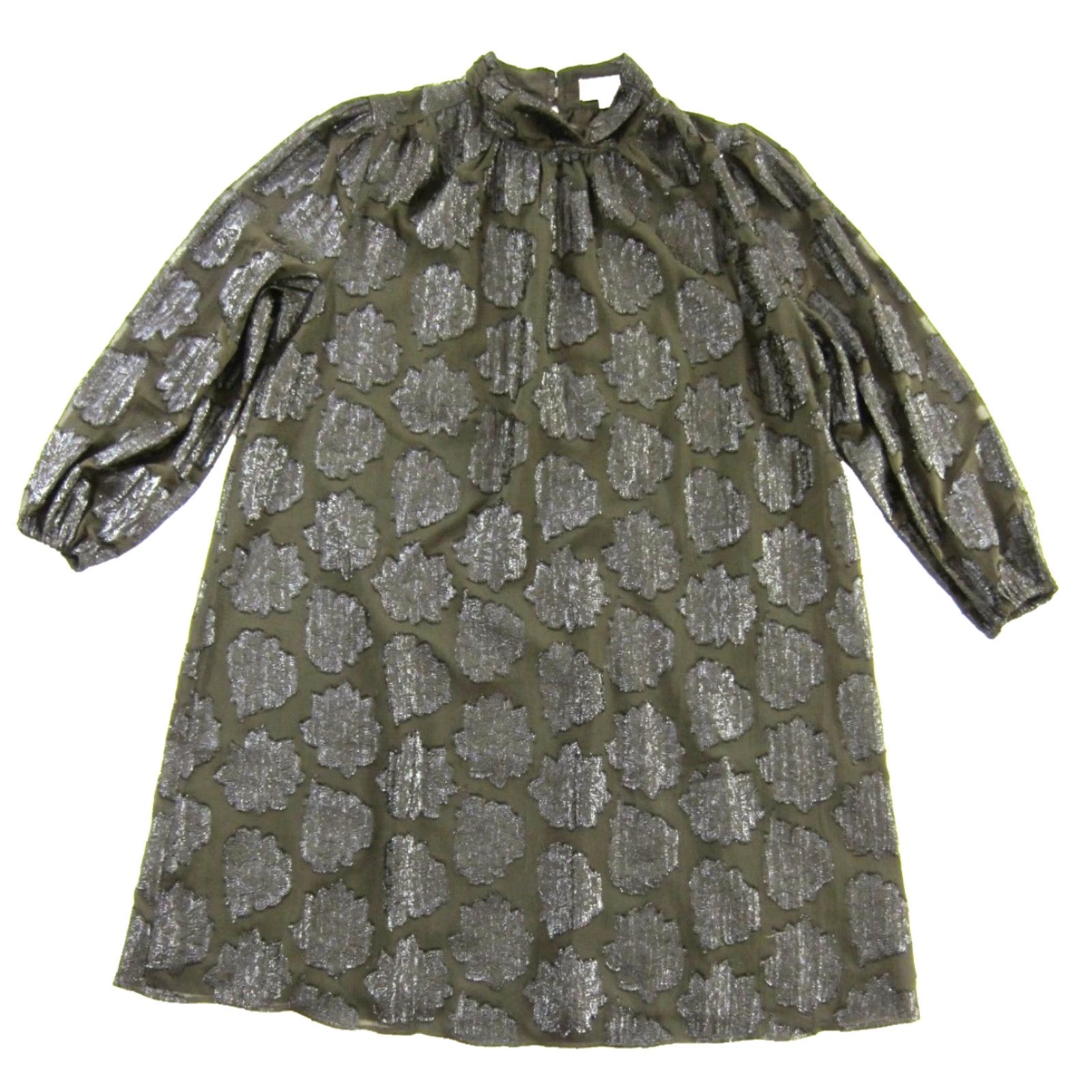 Loft Ann Taylor Loft Dark Green Shimmery High Mock Neck Long Sleeve Dress Medium Size M / US 6-8 / IT 42-44 - 2 Thumbnail