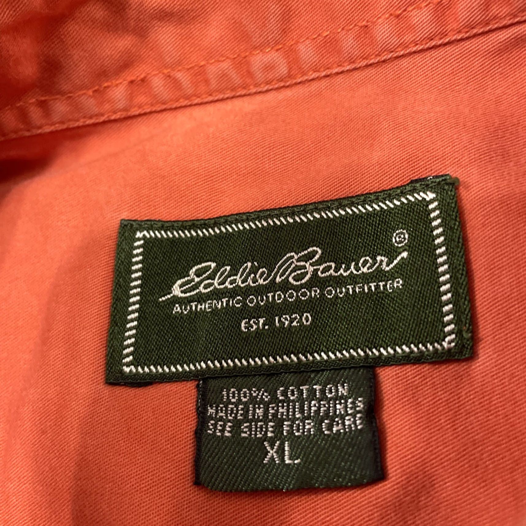 Eddie Bauer VINTAGE Eddie Bauer Button-Up Camp Shirt Men XL Orange Twill Oxford Retro 80s Classic Button-Down Collared Short Sleeve Mens Button-Up Shirt Size US XL / EU 56 / 4 - 6 Thumbnail