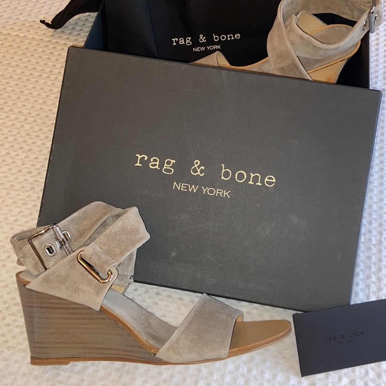 Rag & Bone NEW! rag & bone DAMIAN Wedge 39.5 Gray Leather Heels Sandal Size US 8.5 / IT 38.5 - 6 Thumbnail