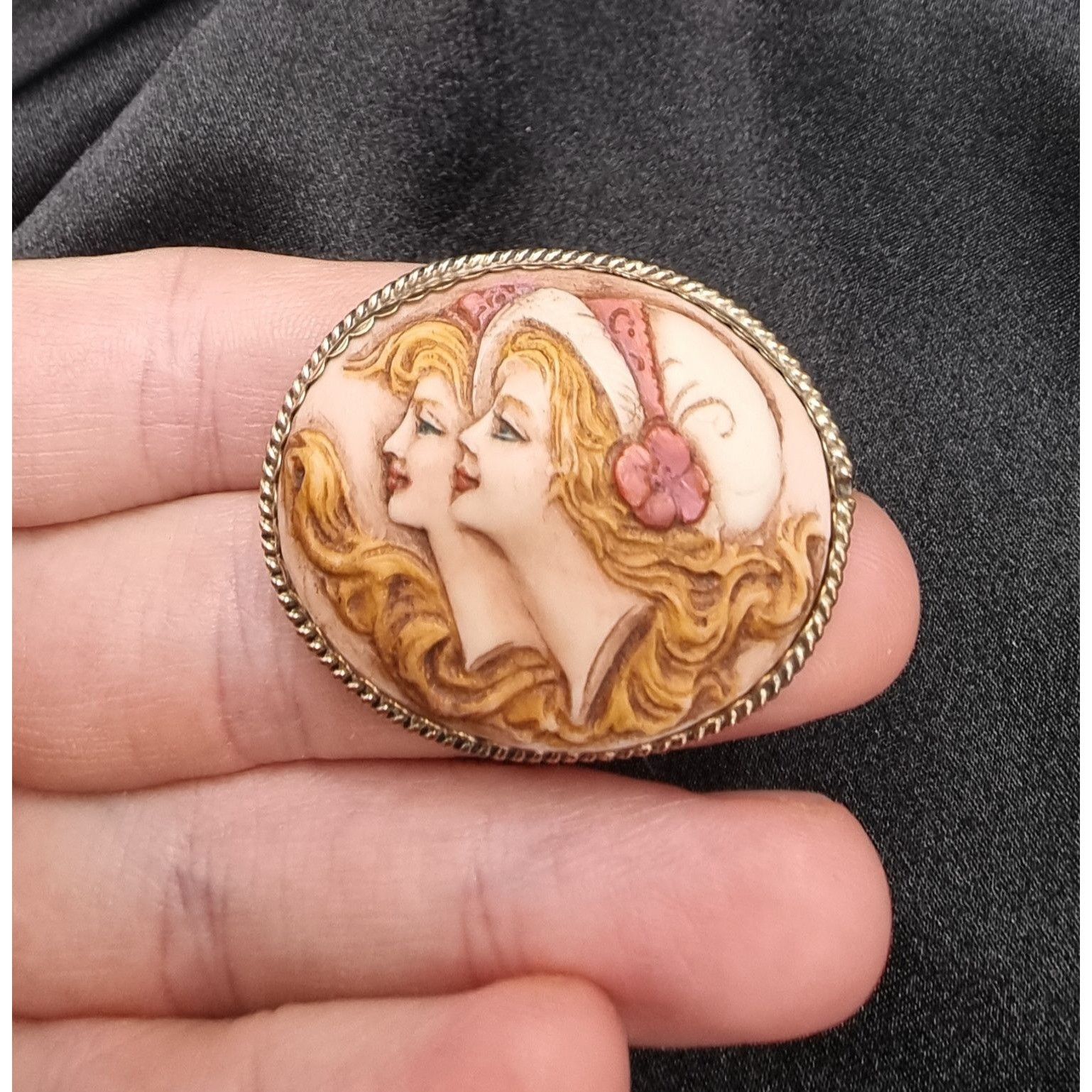 Vintage Rare Find Antique 1910s-1920s Hand-Painted Brooch Pendant Wi Size ONE SIZE - 5 Thumbnail