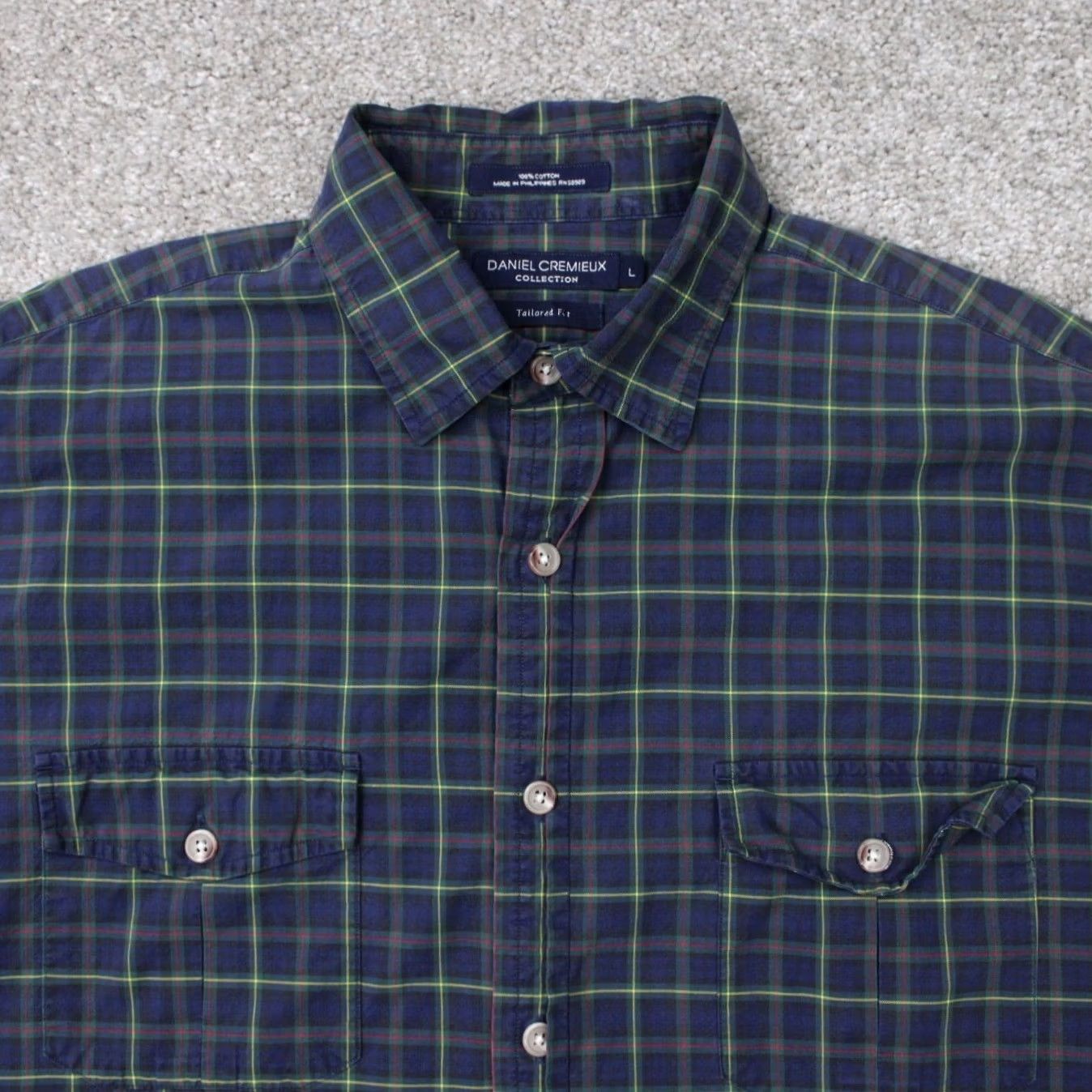 Cremieux Daniel Cremieux Shirt Mens Large Green/Blue Tailored Fit Elbow Patches Grandpa Size US L / EU 52-54 / 3 - 5 Thumbnail
