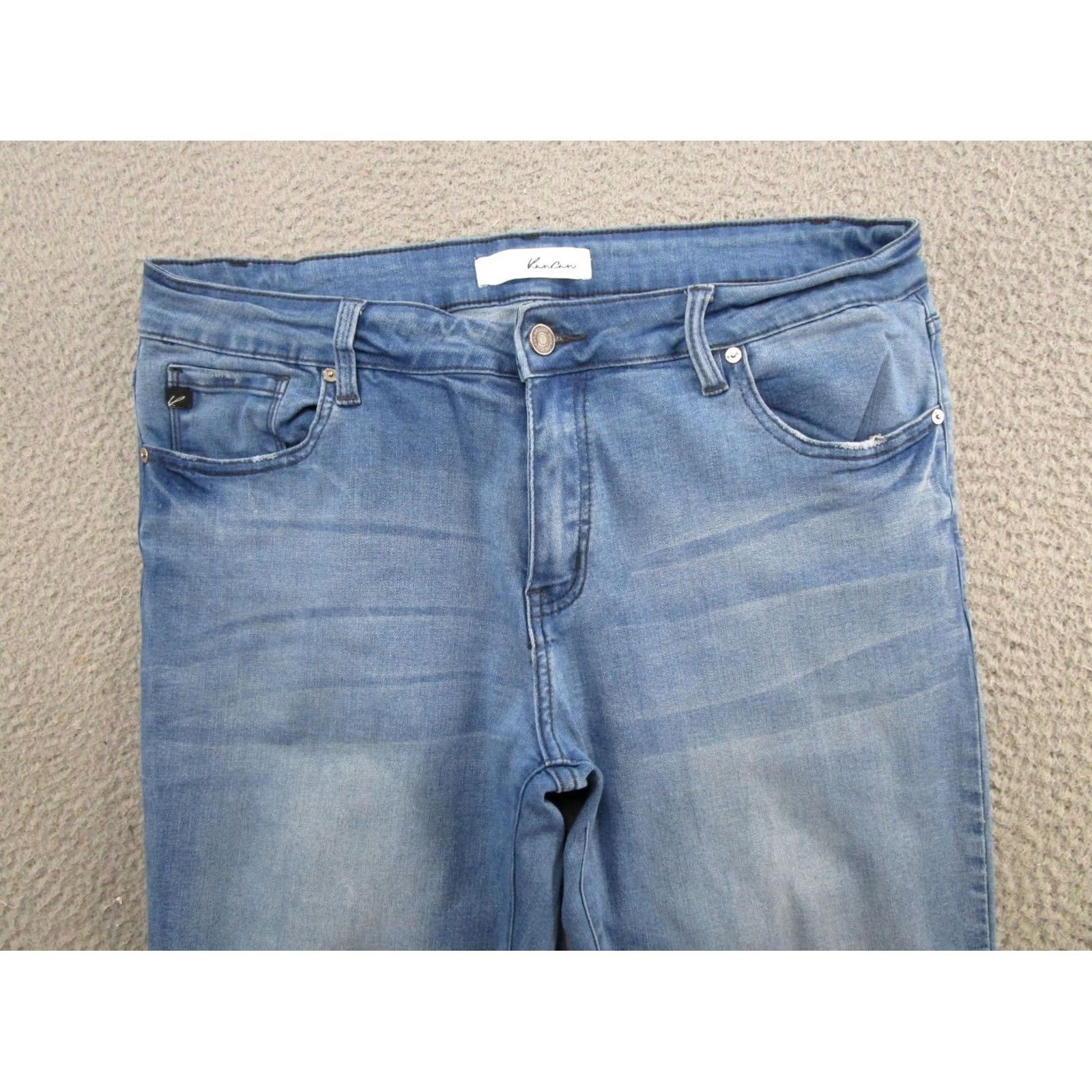 Vintage Kancan Jeans Womens Mid Rise Medium Wash Skinny Blue Stretch Denim Size 15/31 Slim 5-Pocket Design Button Zip Womens Clothing Size 24" / US 00 / IT 34 - 3 Thumbnail