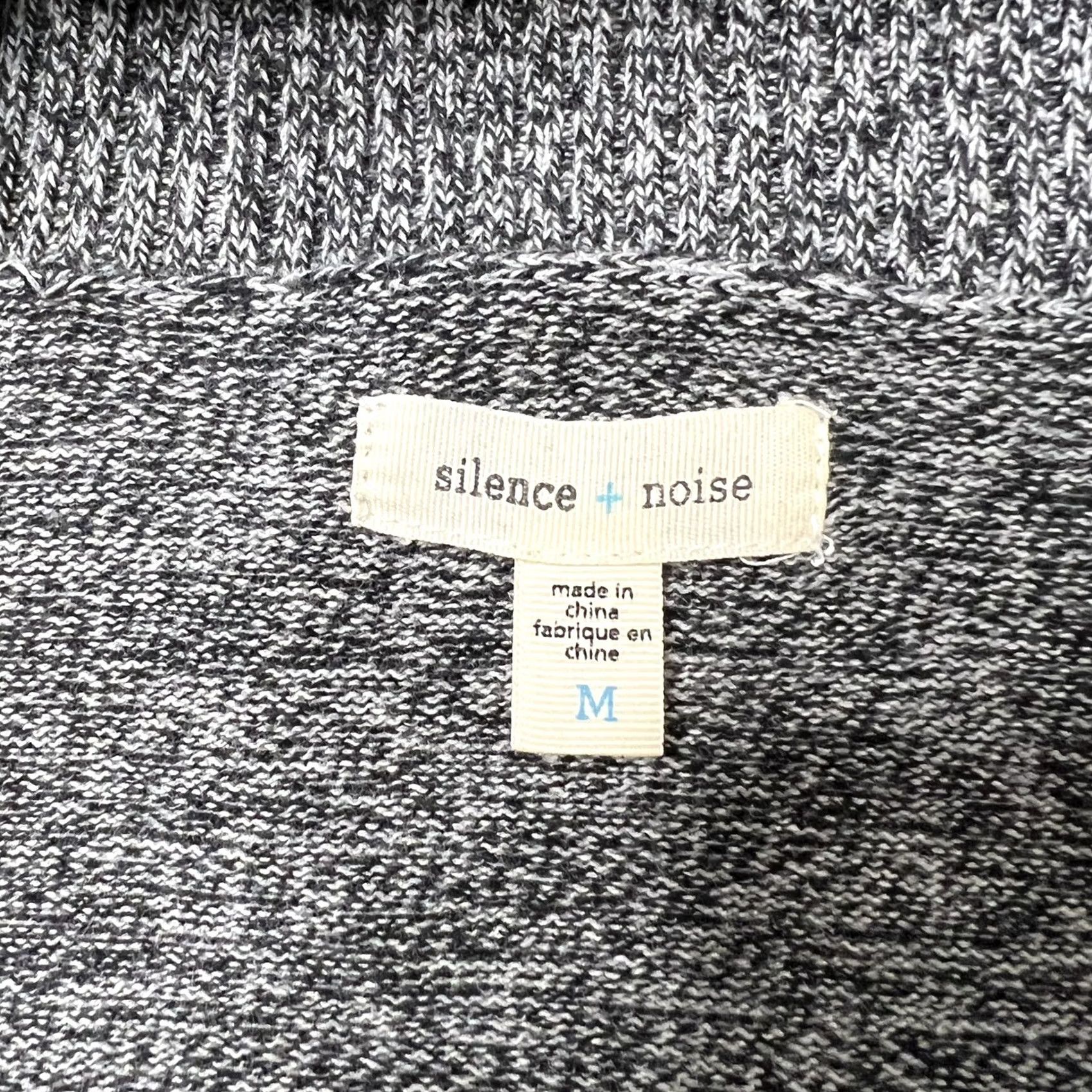Vintage Silence + Noise Cardigan Open Knit Marled Gray Black Pockets Med Women Sweater Light Coat" Size M / US 6-8 / IT 42-44 - 4 Thumbnail