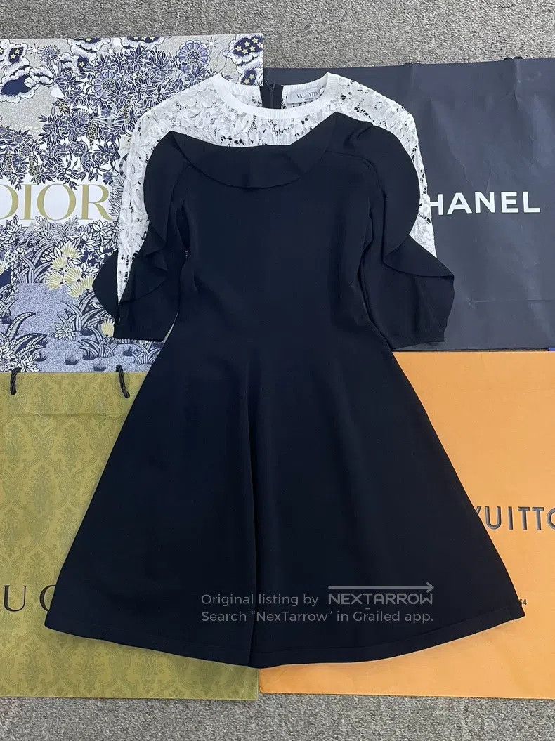 Valentino Valentino White lace patchwork black knitted dress Size S / US 4 / IT 40 - 1 Thumbnail