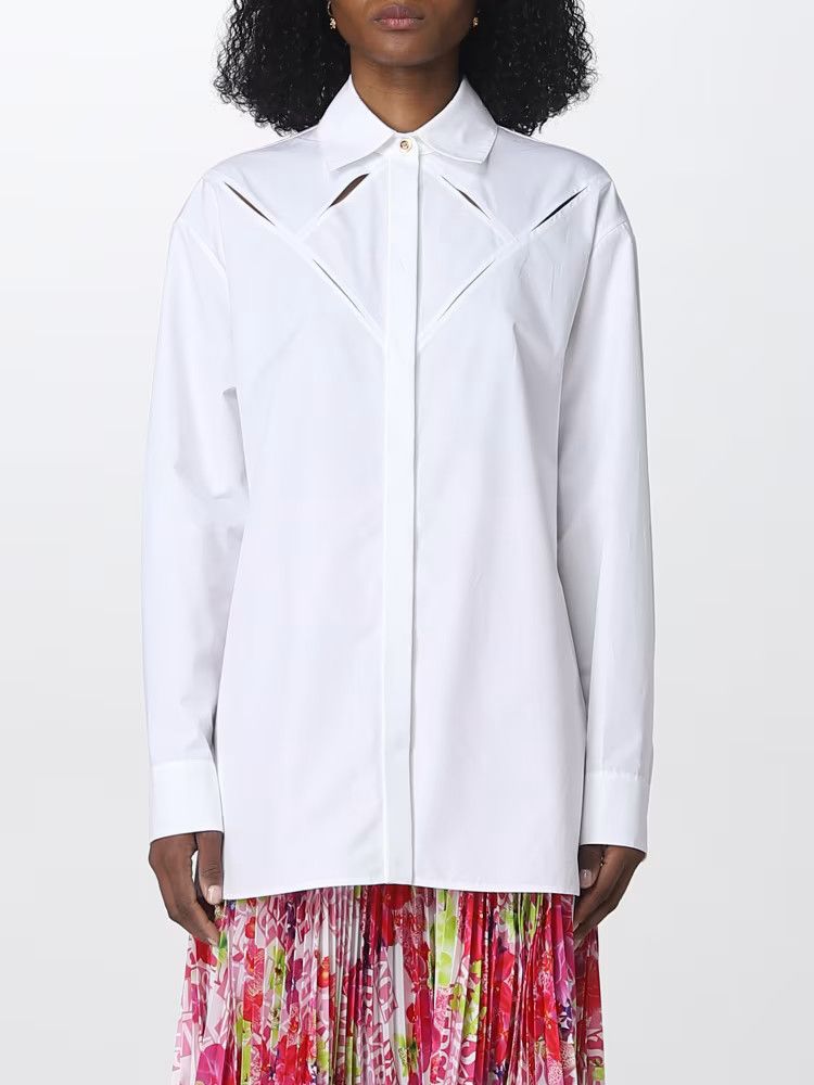 Versace o1y0226 Solid Color Shirt in White Size XS / US 0-2 / IT 36-38 - 1 Thumbnail