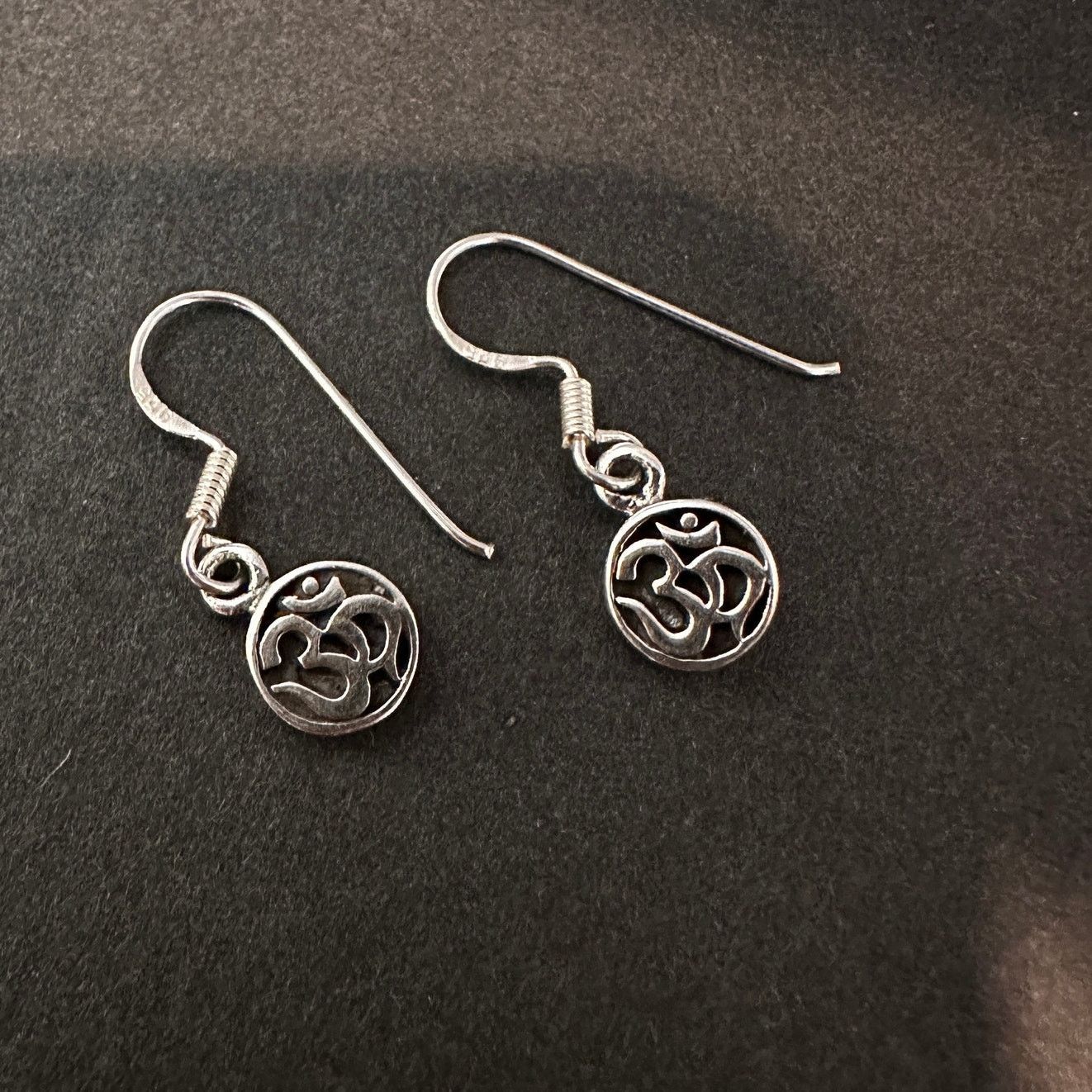 The Unbranded Brand Sterling Silver Om Drop Earrings, Om Dangle Earrings Size ONE SIZE - 5 Thumbnail