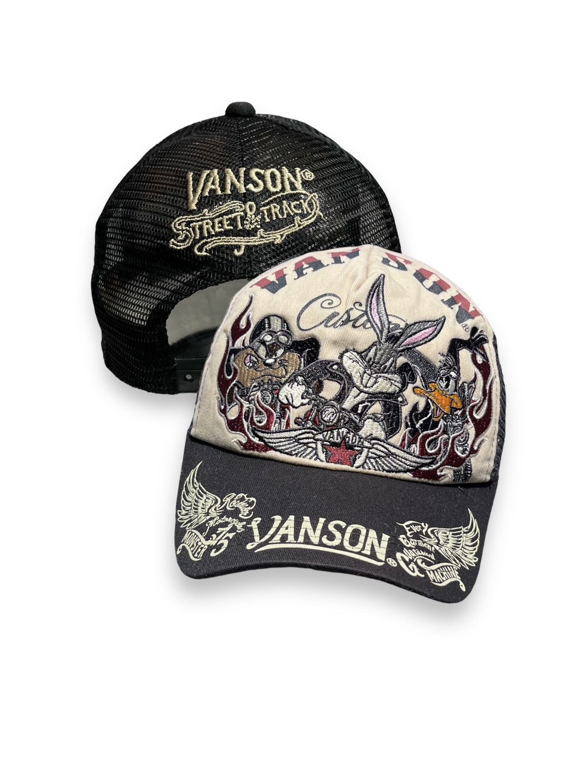 Vanson Leathers 🔥VERY RARE🔥VANSON x LOONEY TUNES Embroidery Trucker Hat Size ONE SIZE - 3 Thumbnail