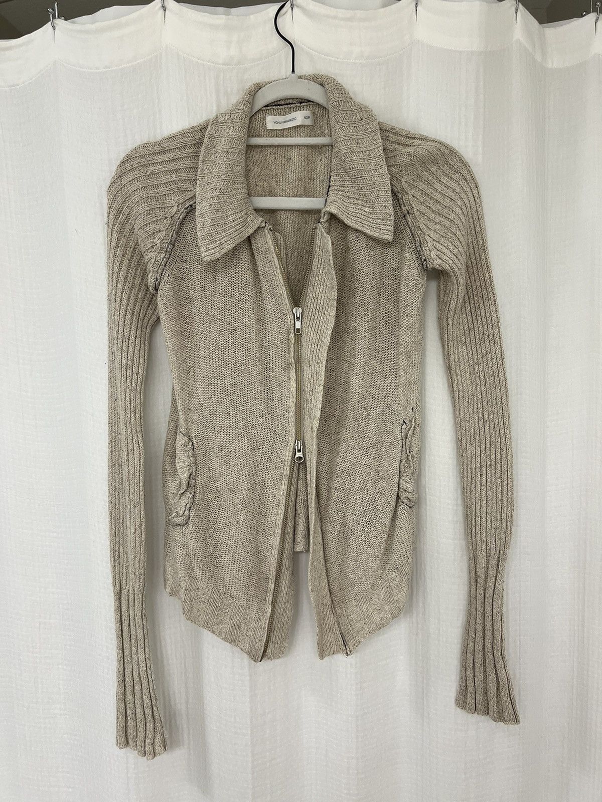 Image of Yohji Yamamoto Yoji Yamamoto Knit Cardigan in Beige, Men's (Size Small)