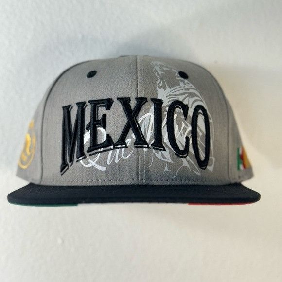Designer NEW QUE VIVA MEXICO HEATHER GRAY/BLACK FLAT BILL SNAPBACK Size ONE SIZE - 1 Thumbnail