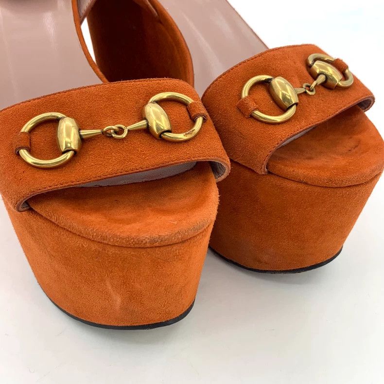 Gucci Orange horse buckle thick-soled sandals, high heels Size US 6 / IT 36 - 9 Thumbnail