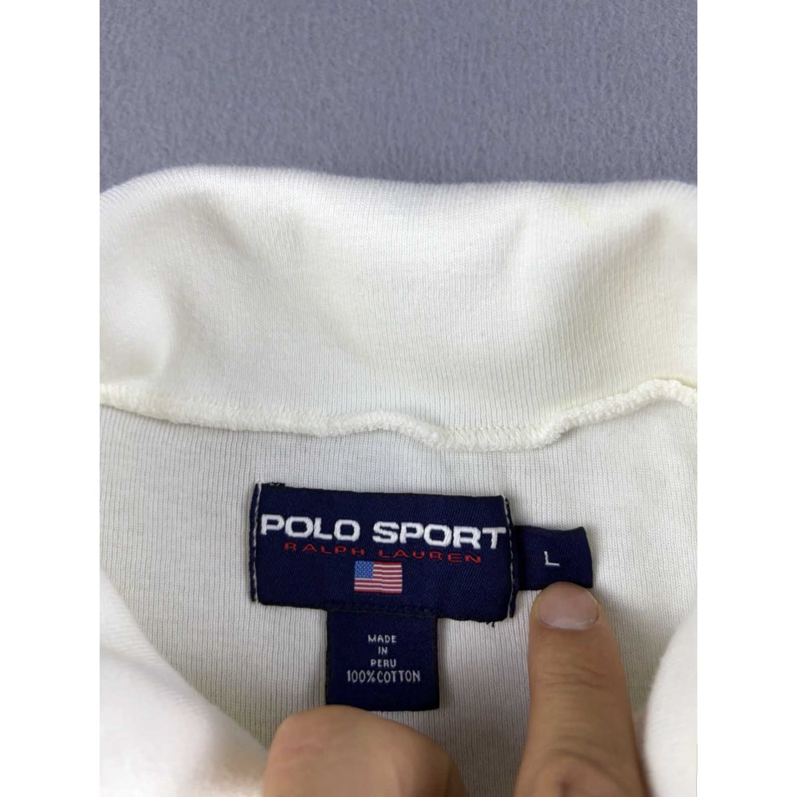 Vintage VINTAGE Polo Sport Quarter Zip Mens L White Pullover Embroidered Lion 90s Size US L / EU 52-54 / 3 - 4 Thumbnail