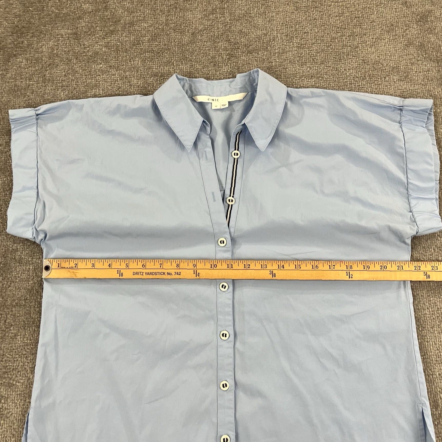 Veronica Beard VERONICA BEARD Shirt Womens Size 12 Blue Short Sleeve Button-Up Casual Workwear Size XL / US 12-14 / IT 48-50 - 4 Thumbnail