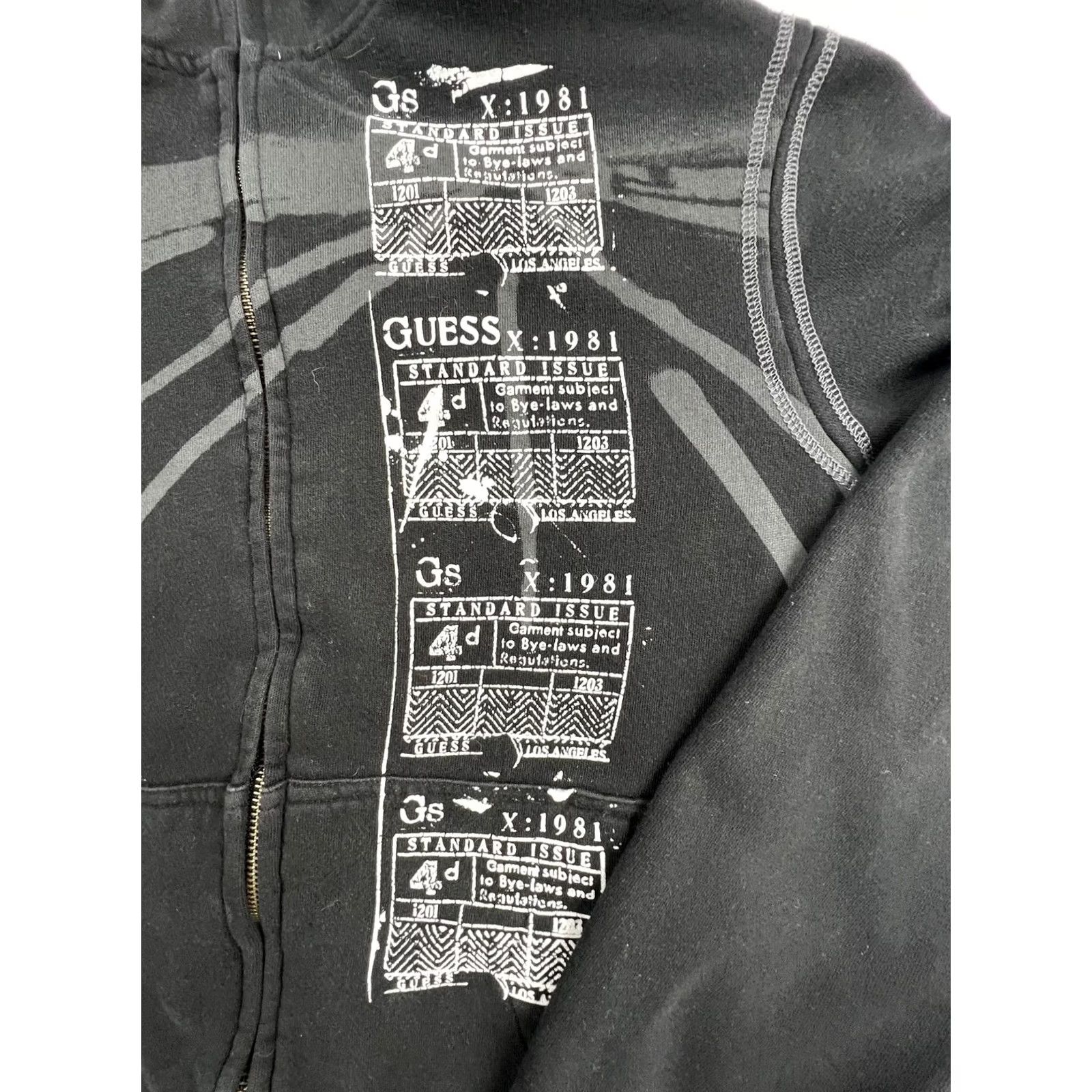 Guess Guess Sweatshirt Mens M Black Full Zip Mock Neck Graphic Fleece Jacket Size US M / EU 48-50 / 2 - 4 Thumbnail