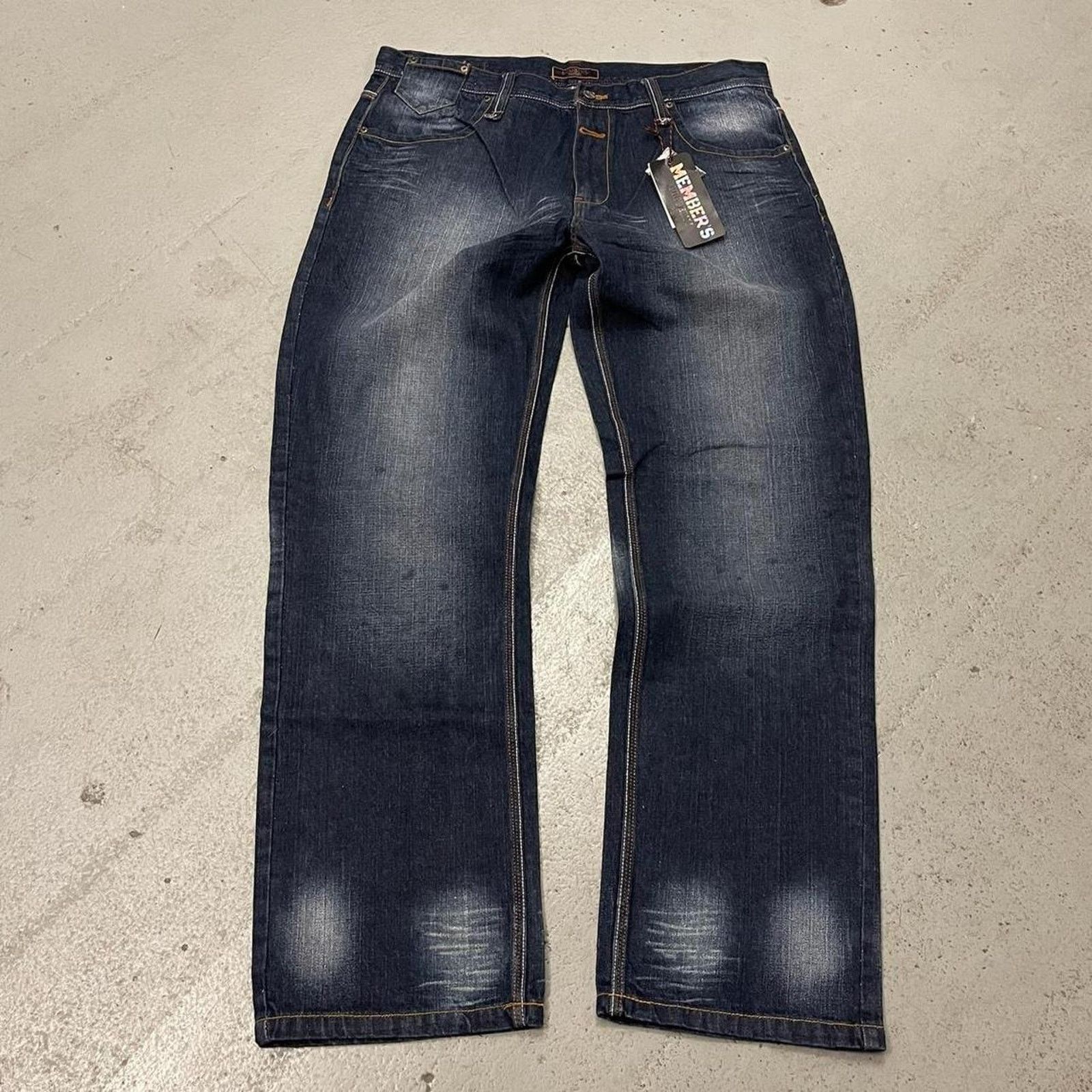 Vintage Members Property Faded Denim Baggy Jeans Mens 38x34