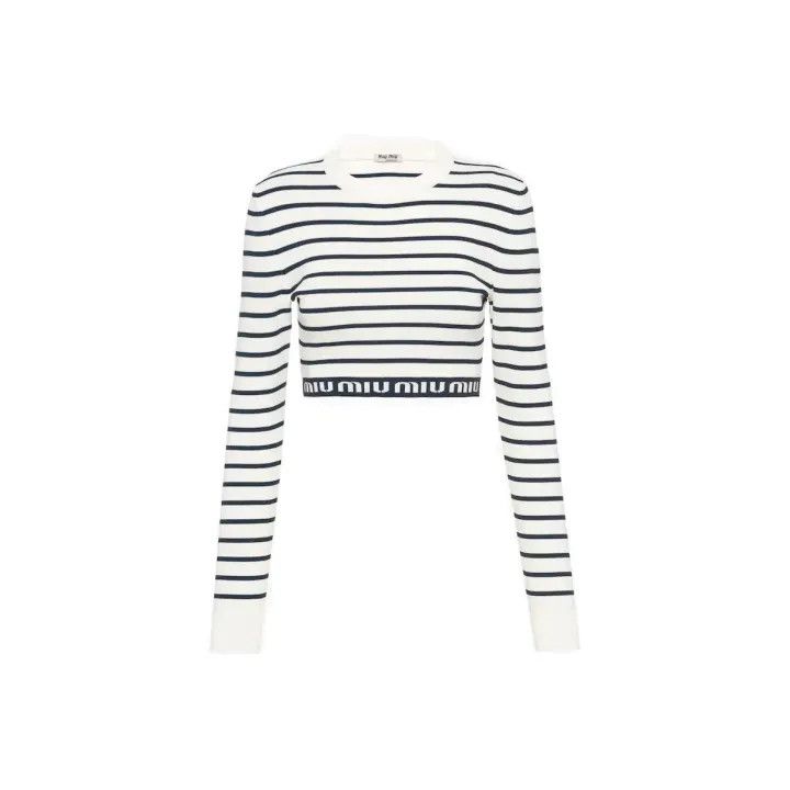Miu Miu SS22 Striped Cropped Long Sleeve Top 0079