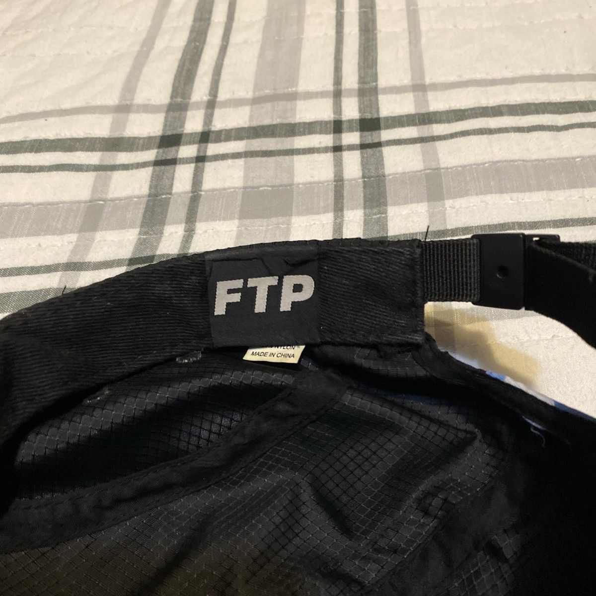 Fuck The Population FTP “woven tape” black and blue Nylon hat Size ONE SIZE - 2 Thumbnail