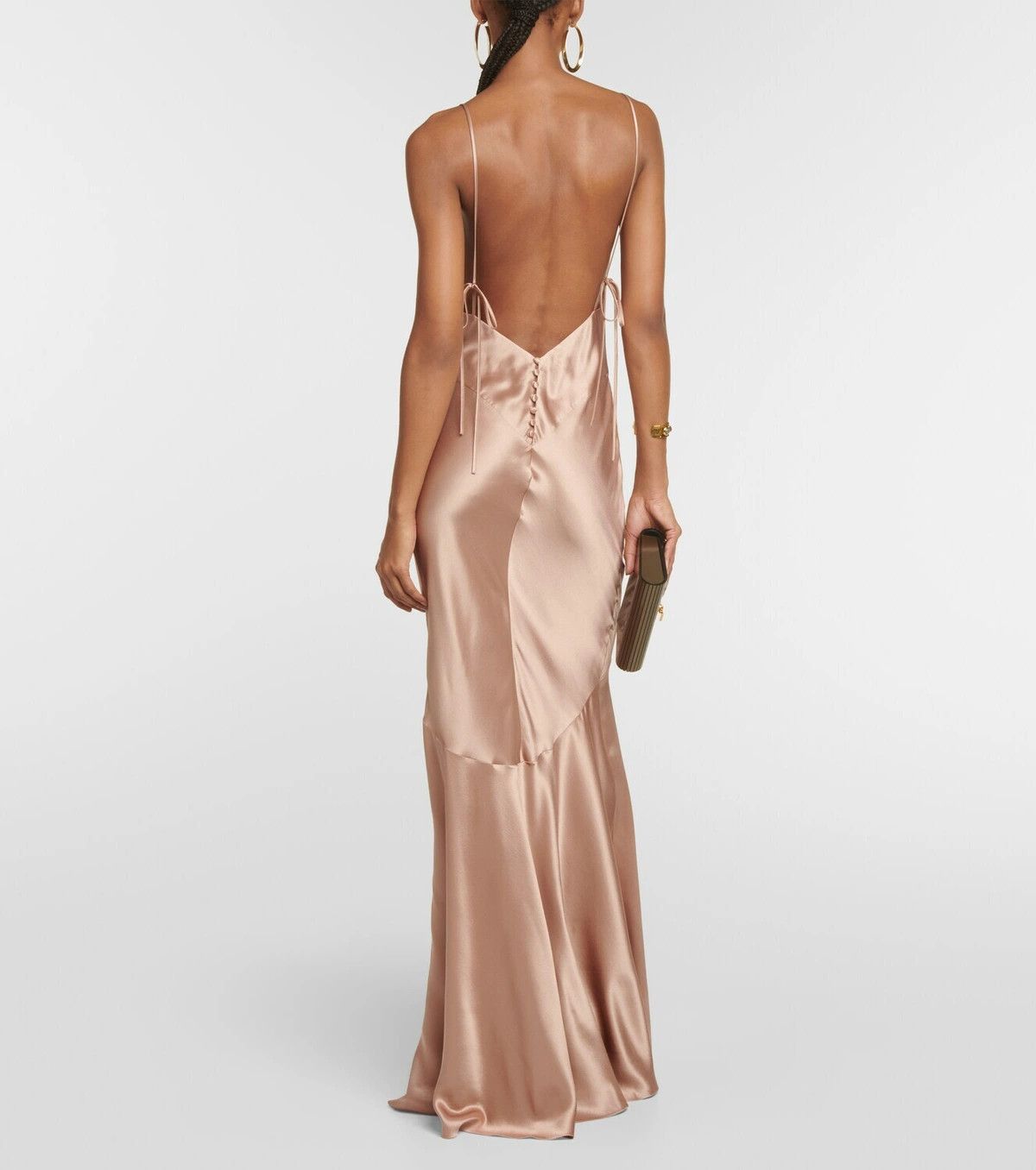 Saint Laurent Paris o1s1wg110625 751143 Long Cowl-Neck Dress in Satin Crepe Size XS / US 0-2 / IT 36-38 - 3 Thumbnail