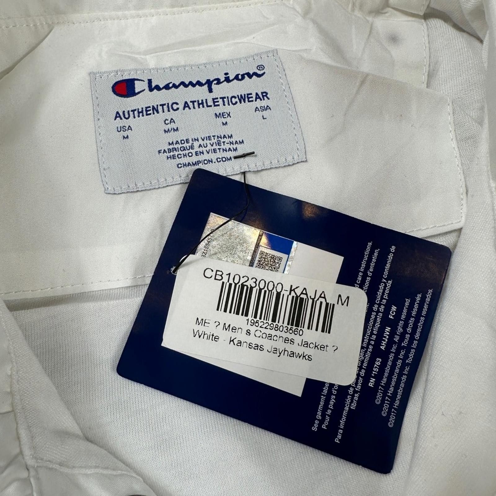 Champion Champion Kansas Jayhawks White Coaches Jacket Snap Button Size US M / EU 48-50 / 2 - 5 Thumbnail