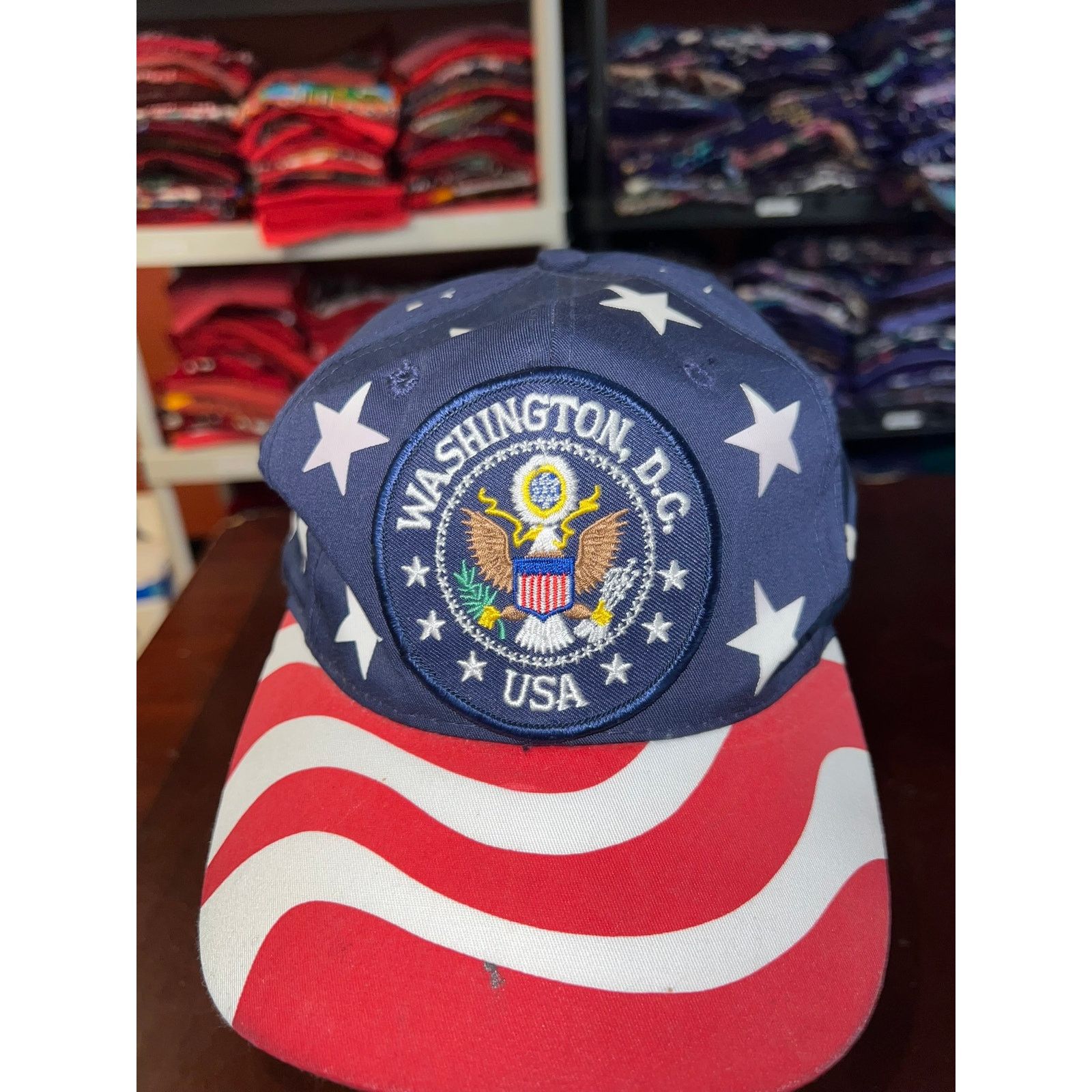 Vintage Vintage America Hat Washington DC USA United States Flag Cap Size ONE SIZE - 3 Thumbnail