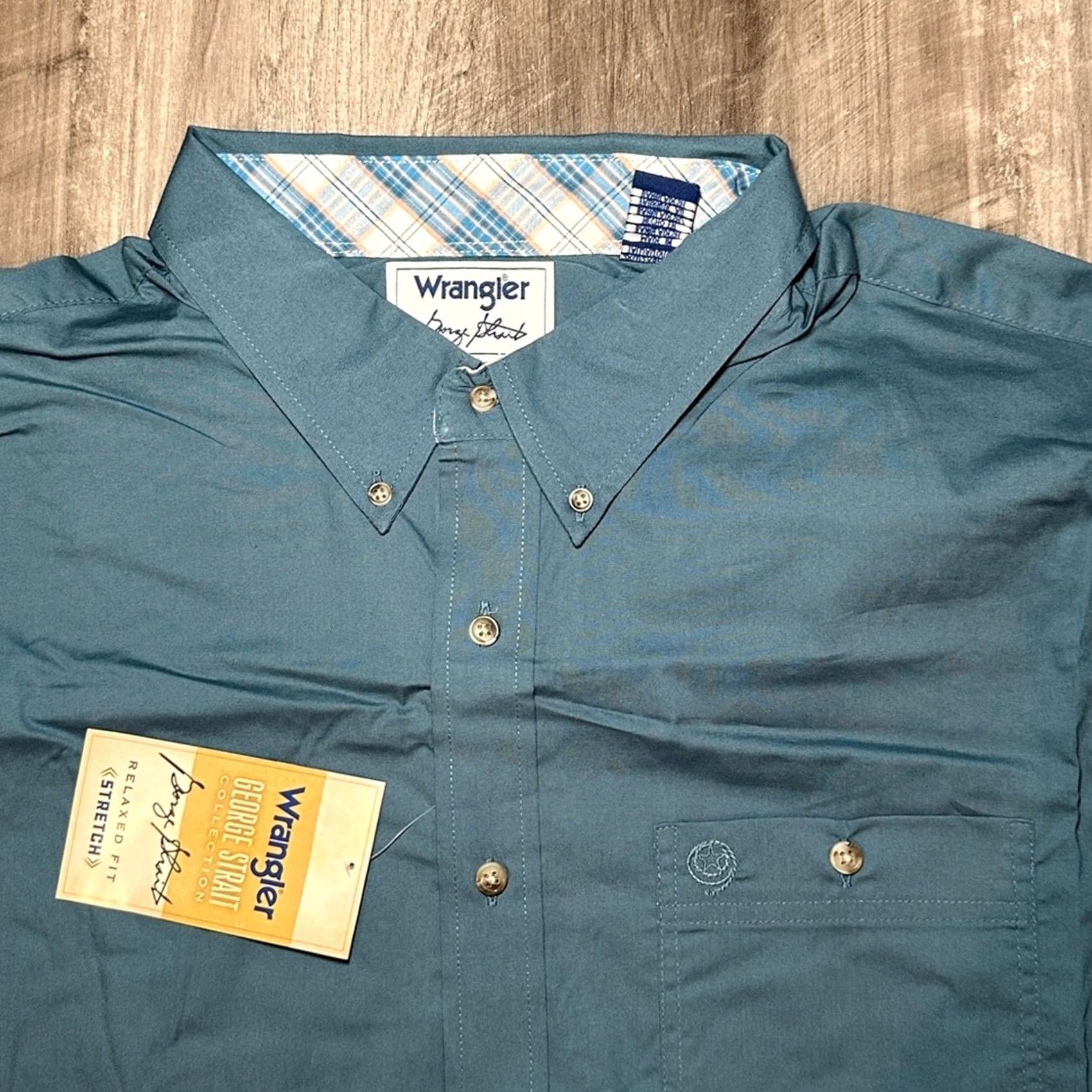Wrangler Wrangler George Strait Collection Stretch Long Sleeve Button Down Shirt 2XLT Men Blue Size US XXL / EU 58 / 5 - 5 Thumbnail
