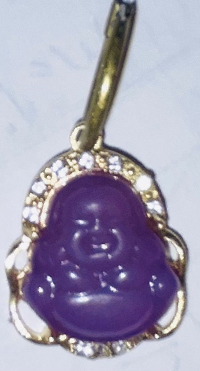 Vintage Purple Jade Buddha Single Hoop Earring Size ONE SIZE - 6 Thumbnail