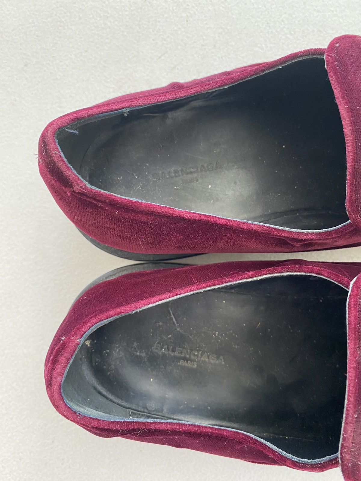 Balenciaga 17SS red velvet slip on loafers Size US 11 / EU 44 - 3 Thumbnail