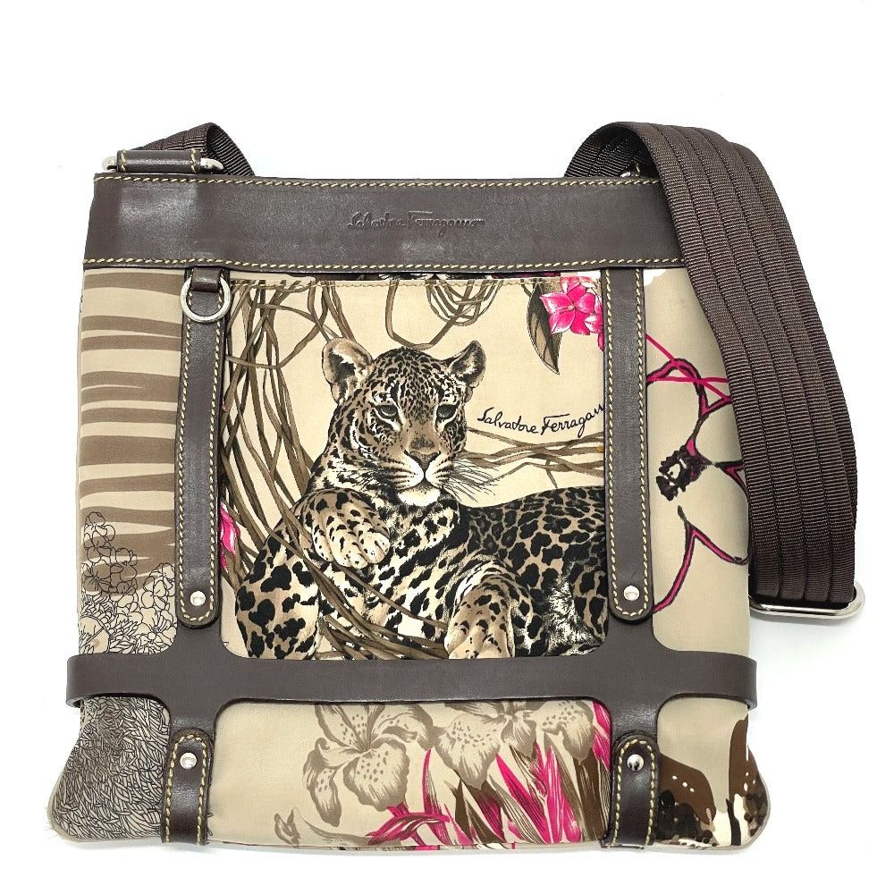 Salvatore Ferragamo Salvatore Ferragamo 6405 Animal Leopard Fur Crossbody Satchel Briefcase Diagonal Hanging (E.G. Of A Rocket) Shawl Shoulder Bag Leather/Nylon Women Brownish Size ONE SIZE - 1 Thumbnail