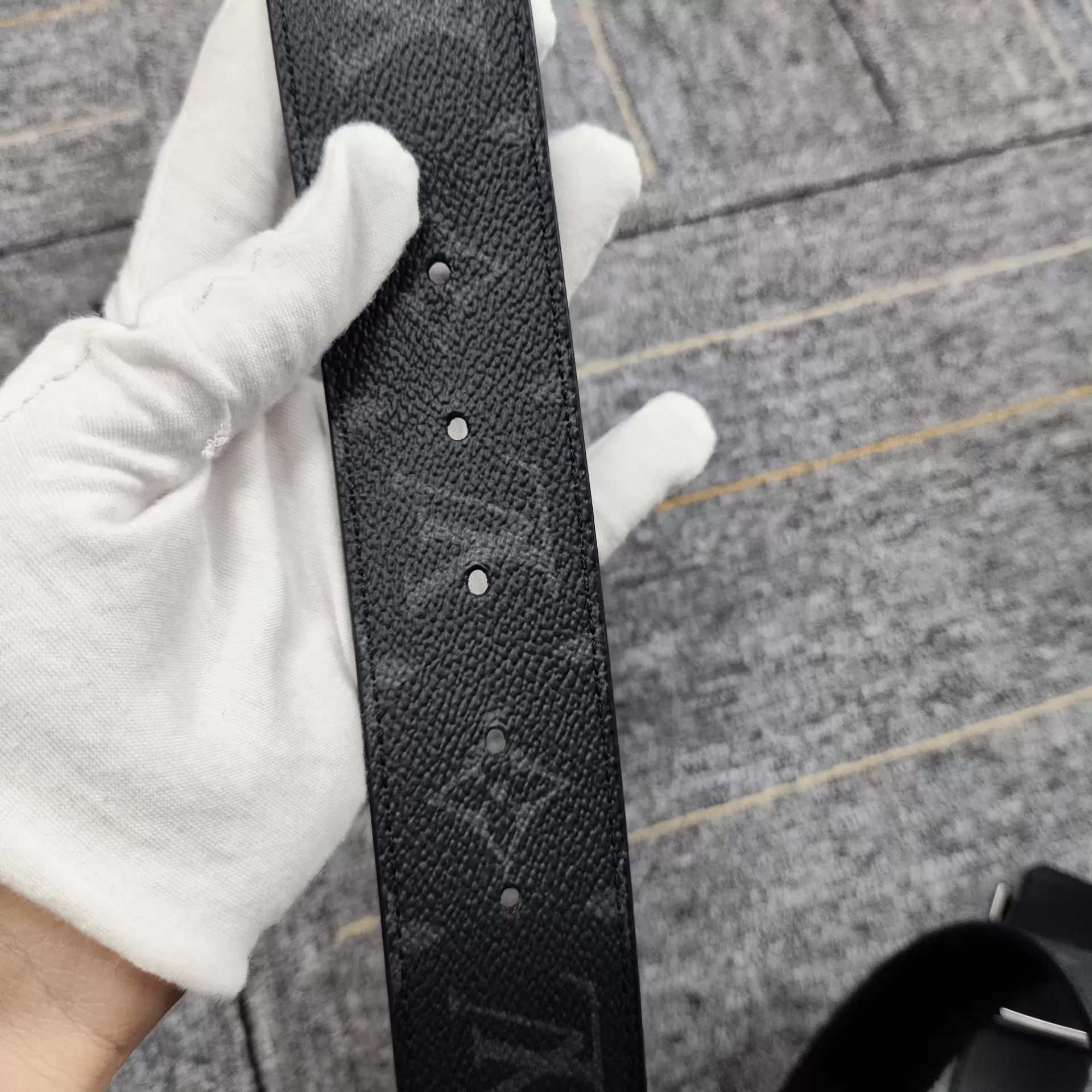 Louis Vuitton LV Monogram Belt Black Gray 90/36 Size ONE SIZE - 5 Thumbnail