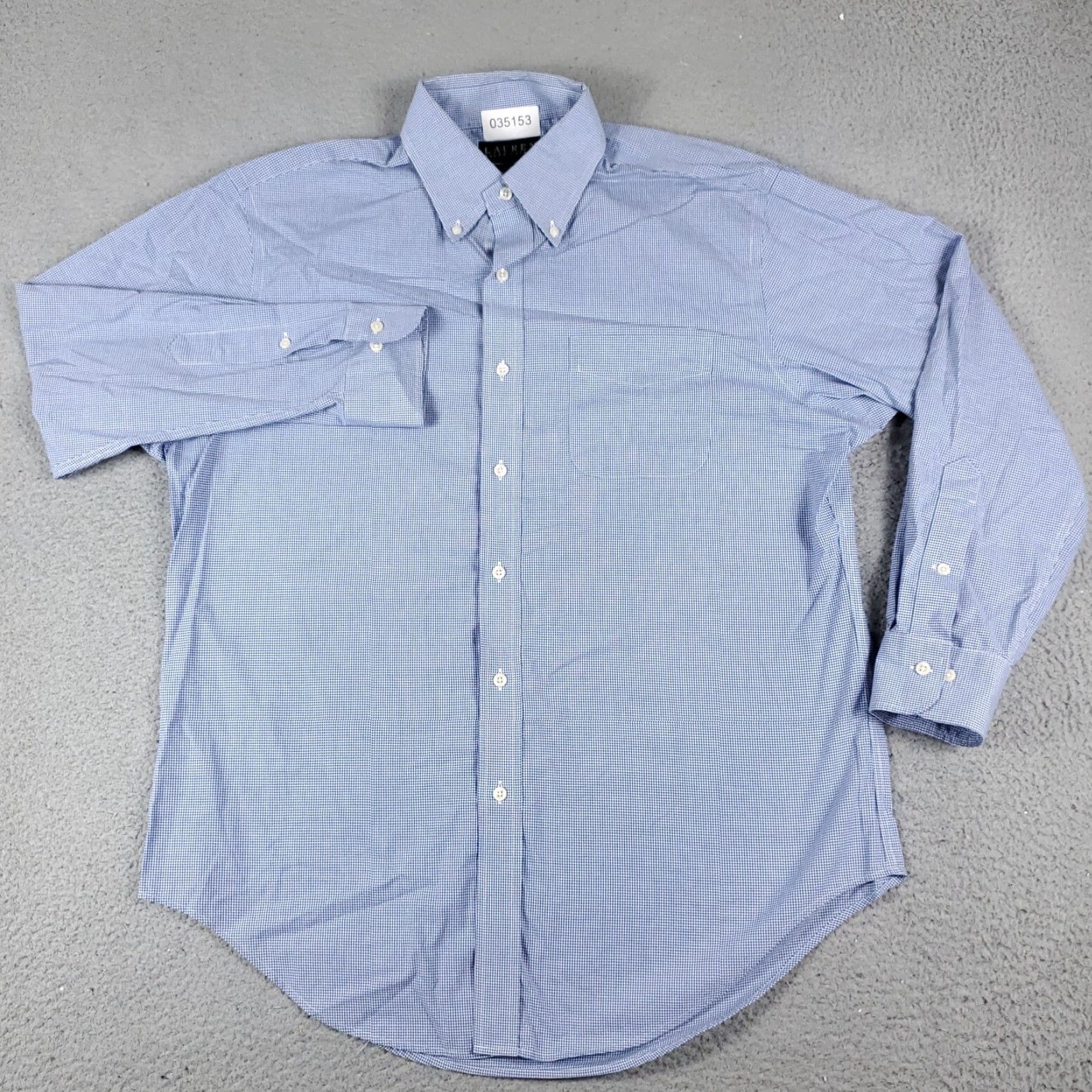 Ralph Lauren VINTAGE? No. Ralph Lauren Dress Shirt Men 16 Blue Check Button-Down Long Sleeve Cotton Classic 16 in Mens Regular Size Adult Blue Shirt Size 42R - 2 Thumbnail