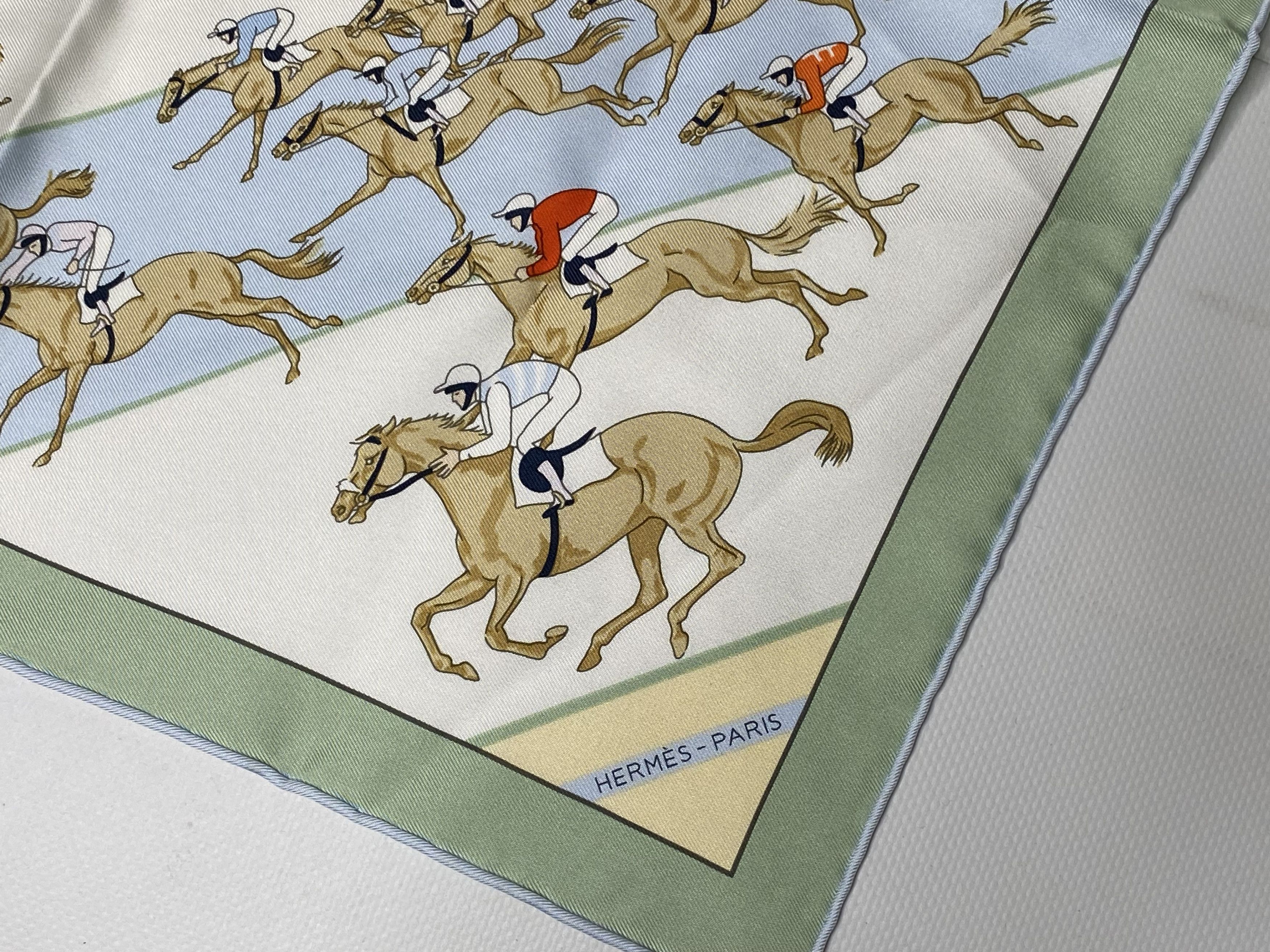 Hermes × Vintage HERMÈS HERMES LES COURSES SCARF 100% SILK Size ONE SIZE - 2 Thumbnail