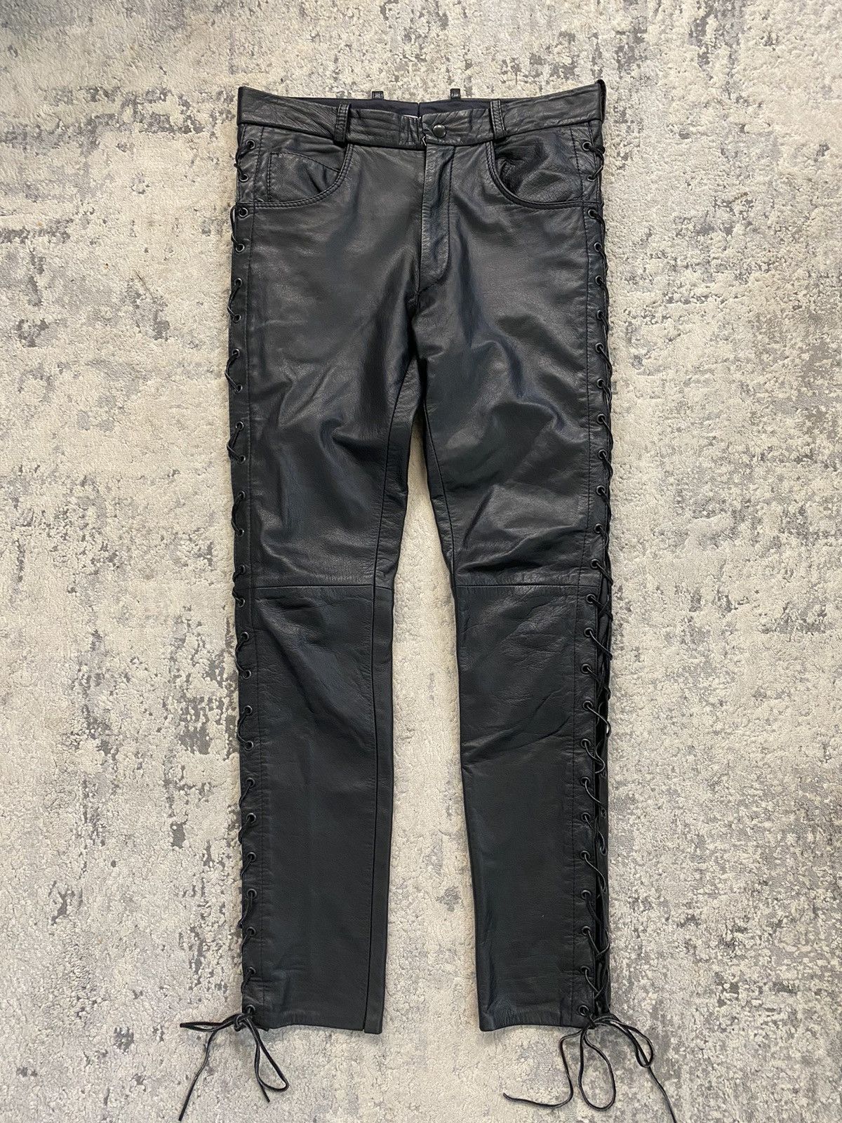 AW98 Leather Lace-up Pants