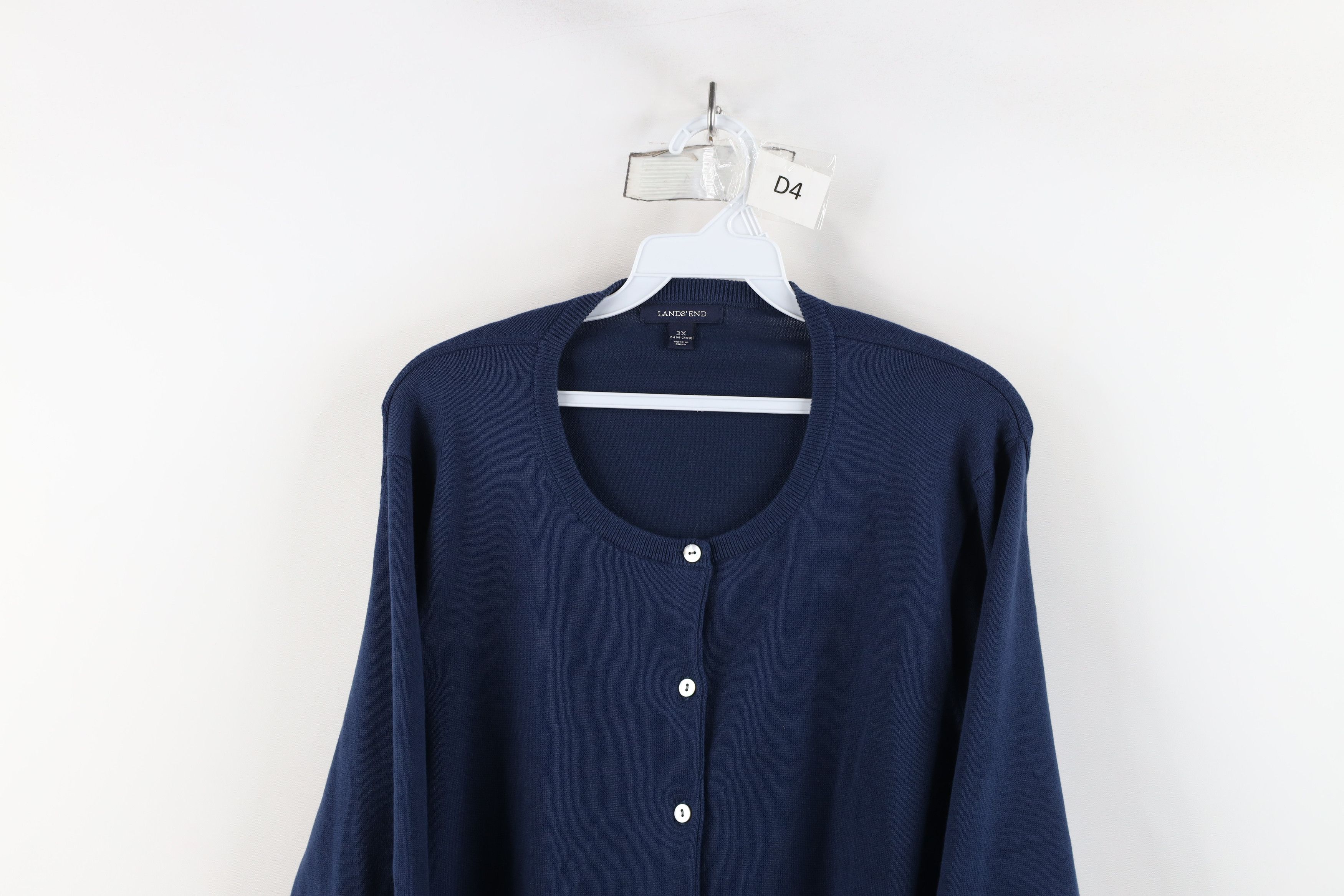 Lands' End × Vintage Vintage Lands End Stretch Cotton Knit Cardigan Sweater Blue Size 3XL / US 20-22 - 2 Thumbnail