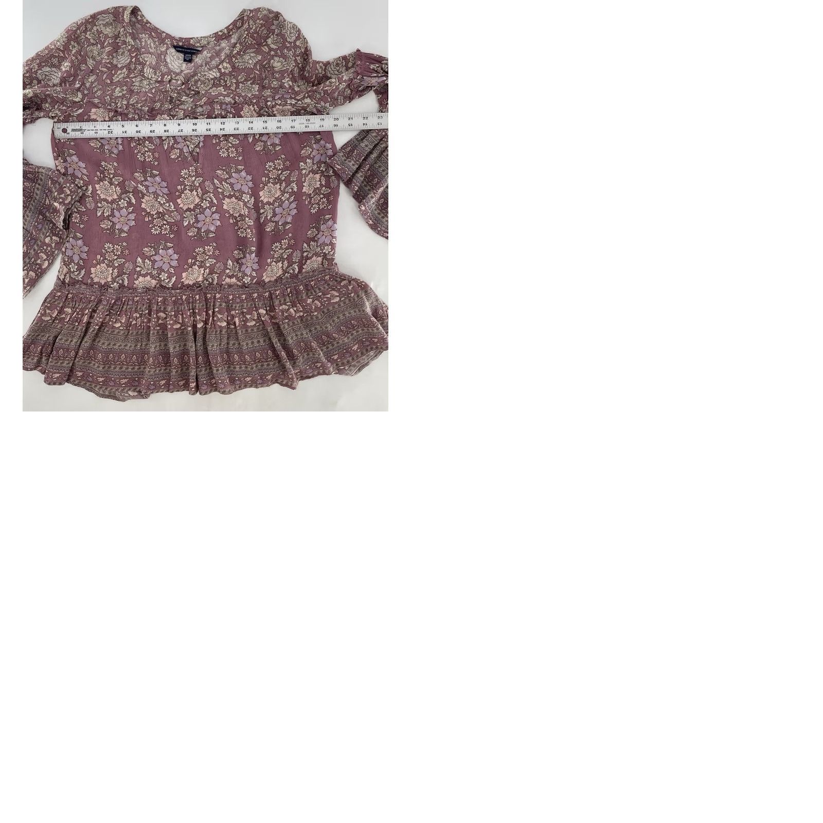 American Eagle Outfitters American Eagle Outfitters Blouse Boho Peasant Bell Sleeve Multicolor Floral Relaxed Size S Womens Size S / US 4 / IT 40 - 9 Thumbnail