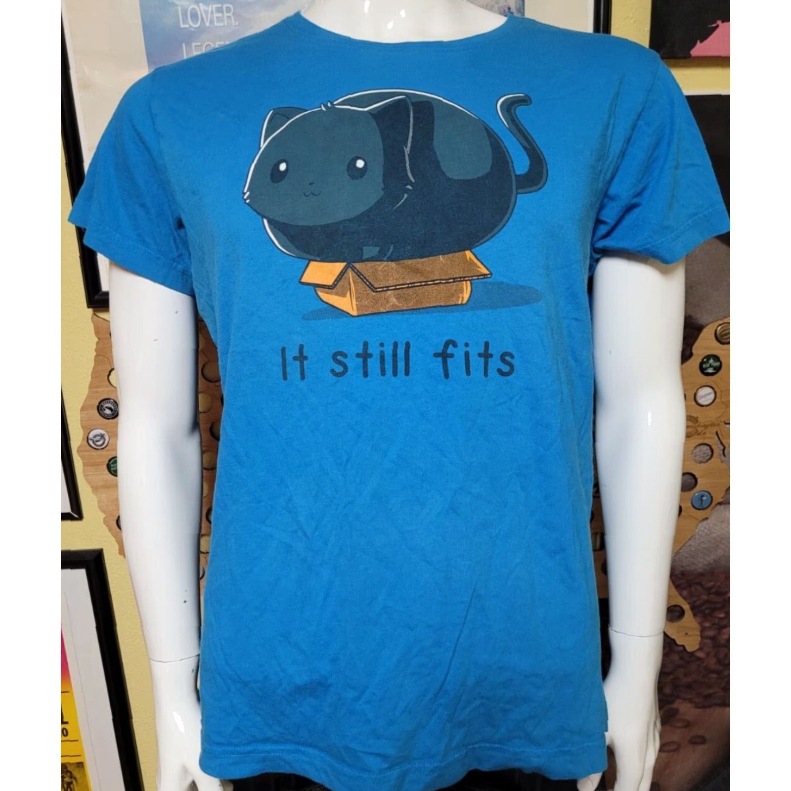 Vintage Womens Tee Turtle T-Shirt Blue XL Funny Cat It Still Fits Graphic Tee Mens Cats Box Humor Shirt Size XL / US 12-14 / IT 48-50 - 2 Thumbnail