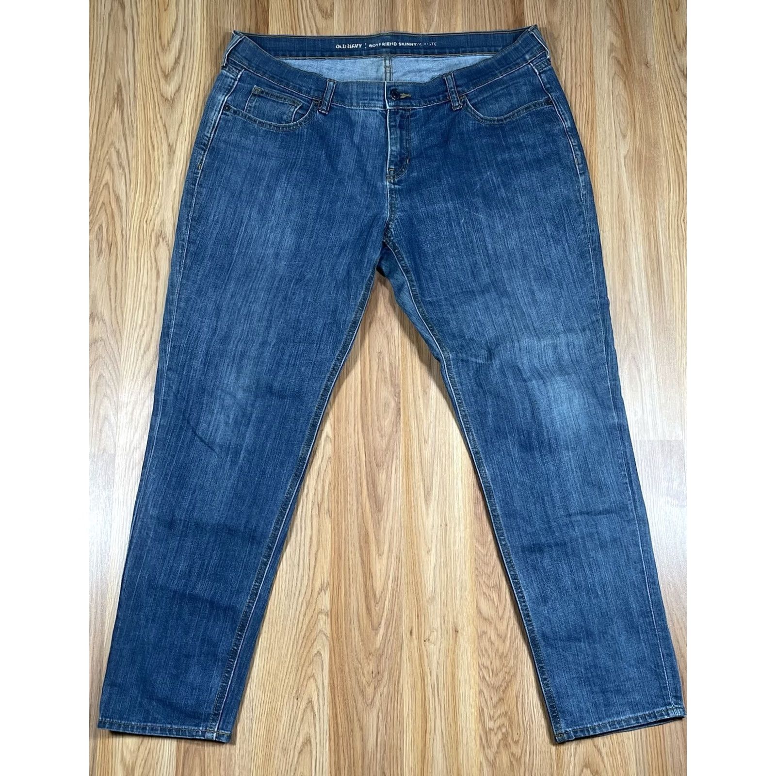 Old Navy Old Navy Jeans Womens 14 Boyfriend Skinny Leg Mid Rise Stretch Blue Denim Pants Size 36" / US 14 / IT 50 - 2 Thumbnail