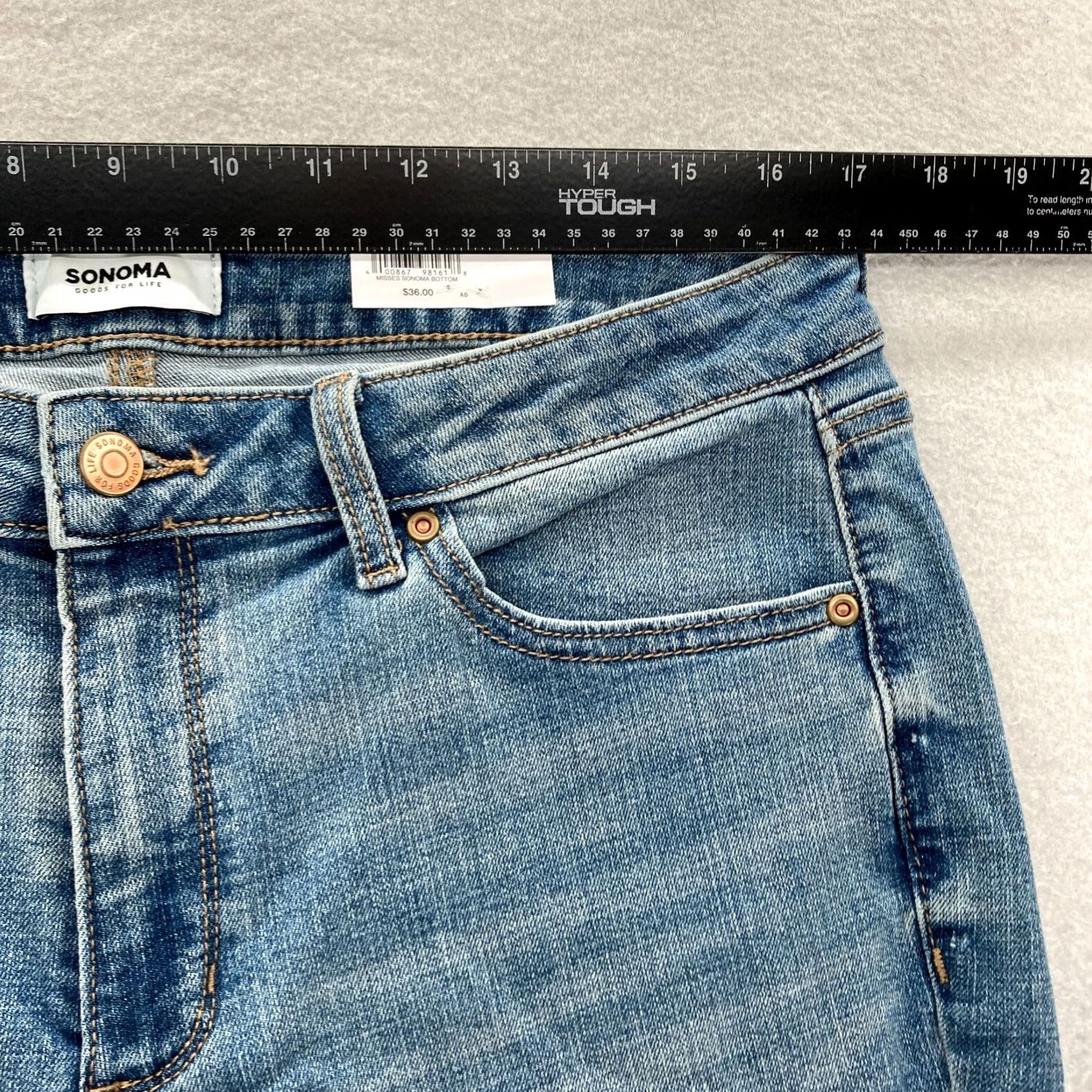 Denime Sonoma Jeans Women's 14 Blue Stretch Denim Distressed Mid Rise Skinny Supersoft Denim Jeans Size 36" / US 14 / IT 50 - 7 Thumbnail