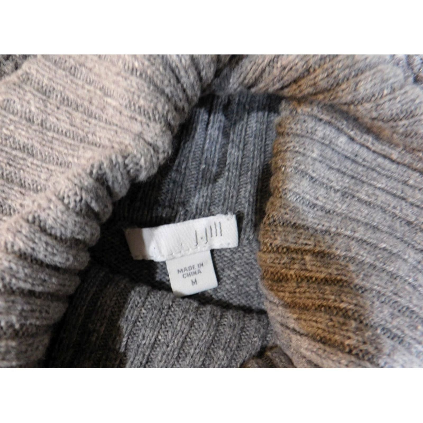 J. Jill J. Jill Sweater Pullover Raglan Sleeve Turtleneck Knit Cotton Wool Gray M Women Size M / US 6-8 / IT 42-44 - 6 Thumbnail