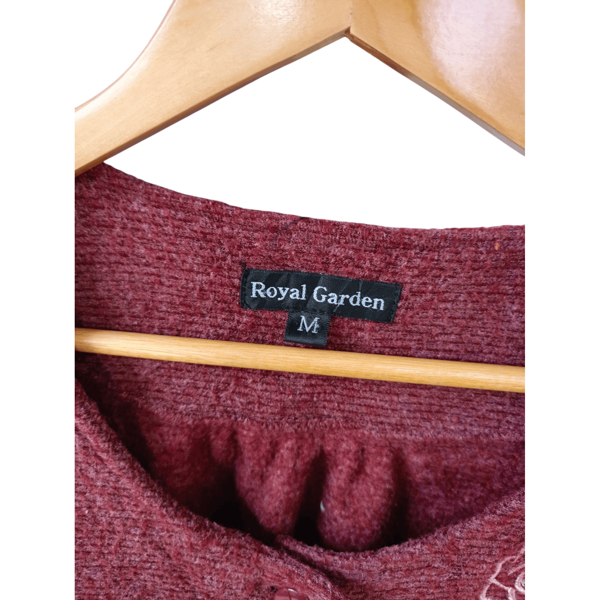 Japanese Brand × Vintage Royal Garden Japan Brand Long Sleeve Maroon Button Sweater Size M / US 6-8 / IT 42-44 - 7 Thumbnail