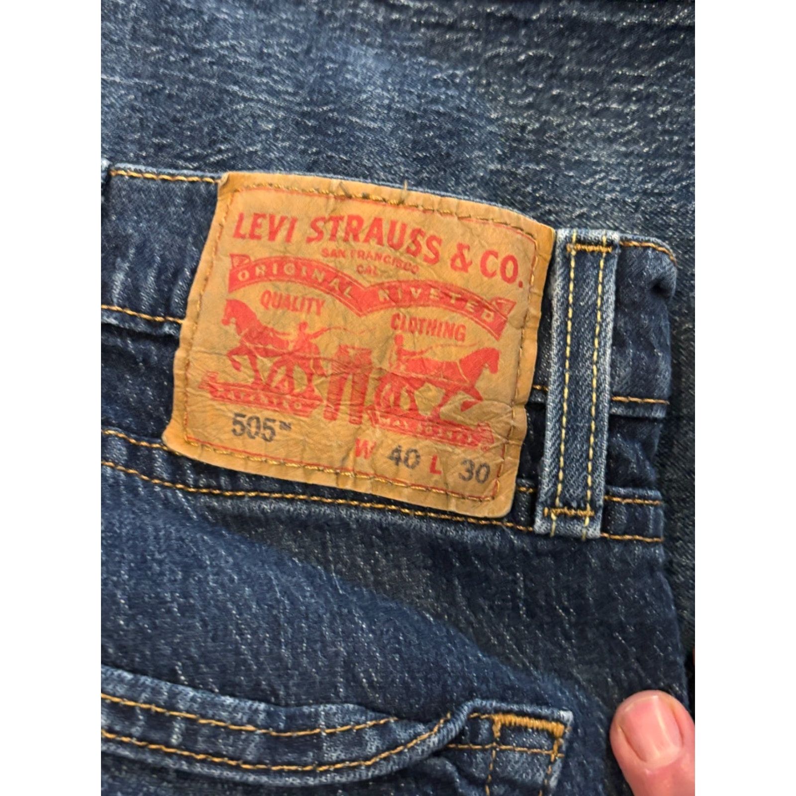 Levi's Levi's 505 Jeans Mens 40x30 Regular Fit 5-Pocket Cotton Blue Denim Dark Wash Size US 40 / EU 56 - 5 Thumbnail
