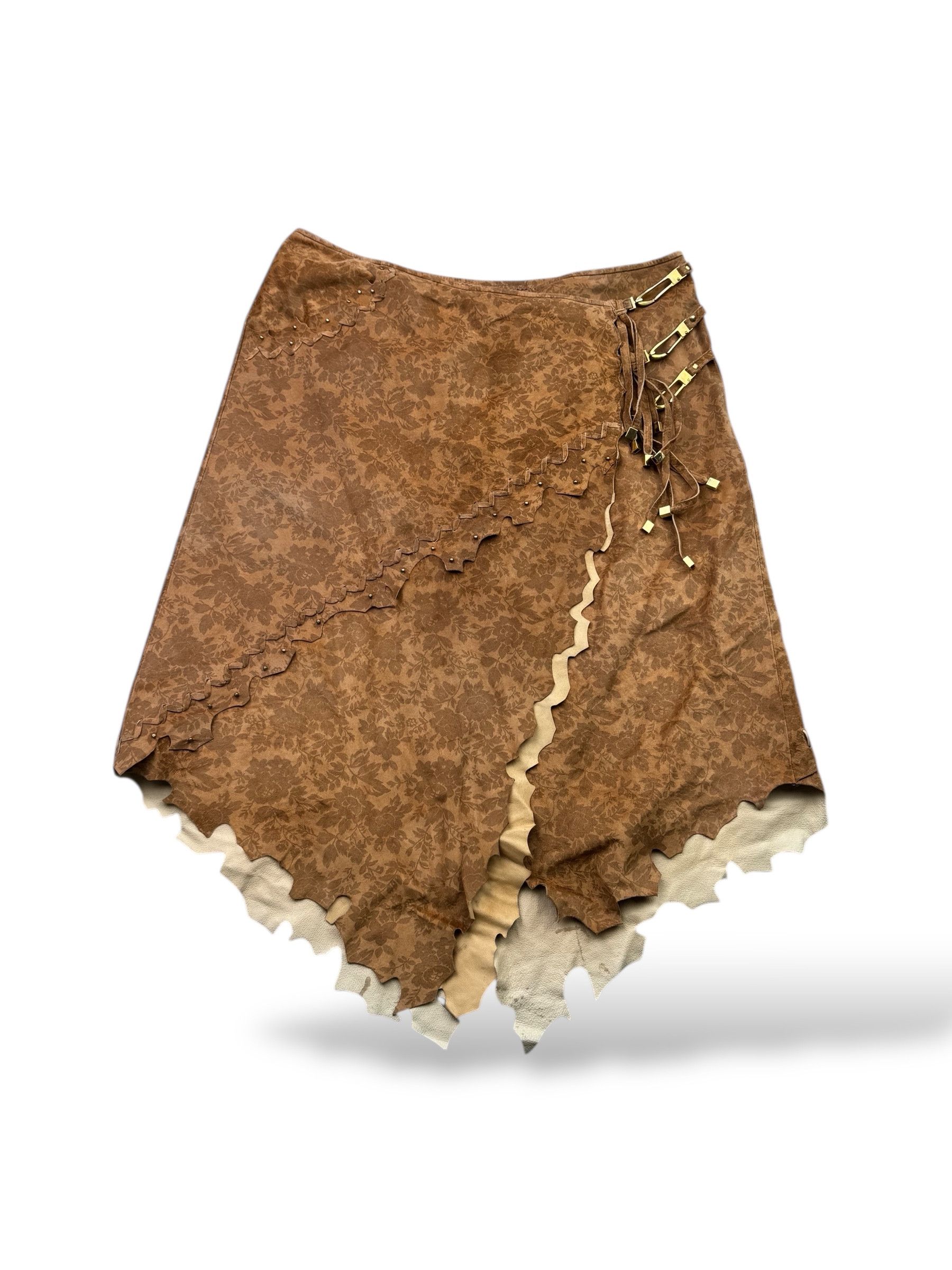 Japanese Brand Vintage Leather Skirt With Straps W265(V9) Size 32" / US 10 / IT 46 - 1 Thumbnail
