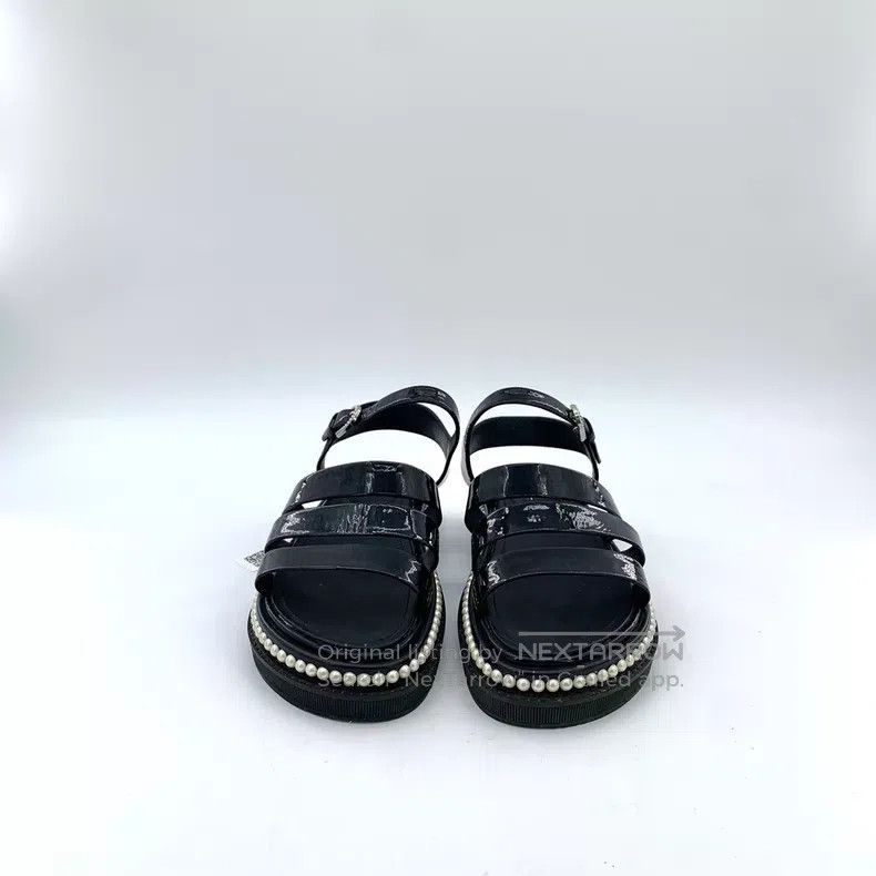 Chanel Chanel Casual flat sandals with black pearl trim Size US 6.5 / IT 36.5 - 3 Thumbnail