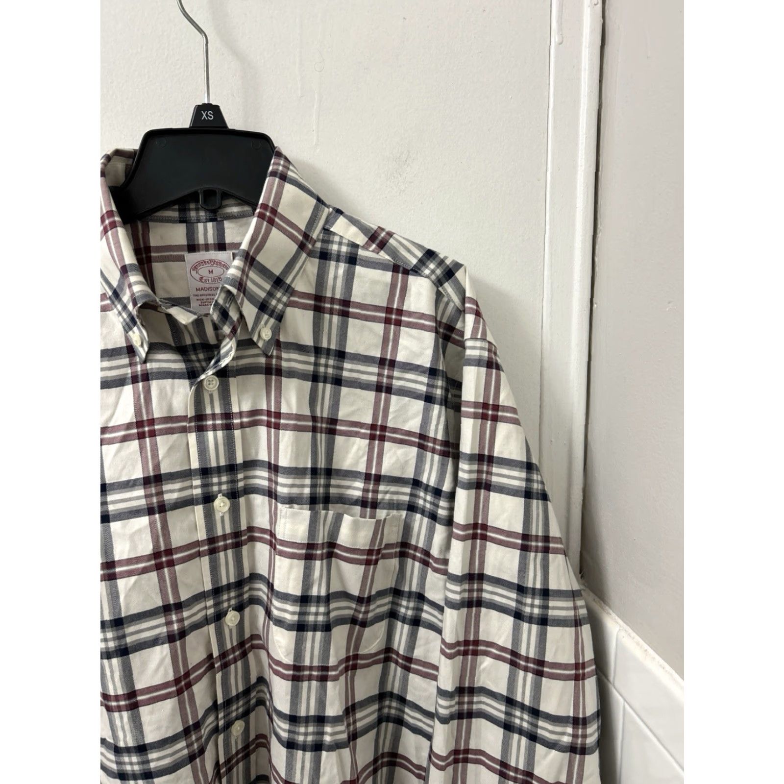 Brooks Brothers Brooks Brothers Madison Fit Button-Up Shirt Mens M Beige Plaid Classic Non-Iron Supima Cotton Long Sleeve Collar BTN-Up Size US M / EU 48-50 / 2 - 4 Thumbnail