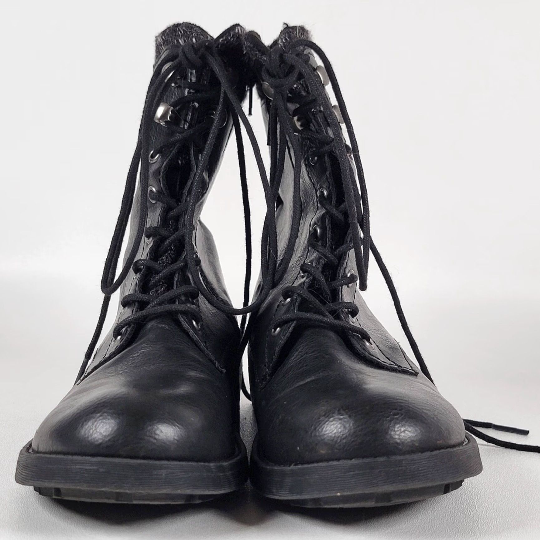 Vintage Rocketdog Boots Women Size 9 US 39.5 Black Leather Knit Fabric Combat Zip Mid-Calf Size US 9 / IT 39 - 3 Thumbnail