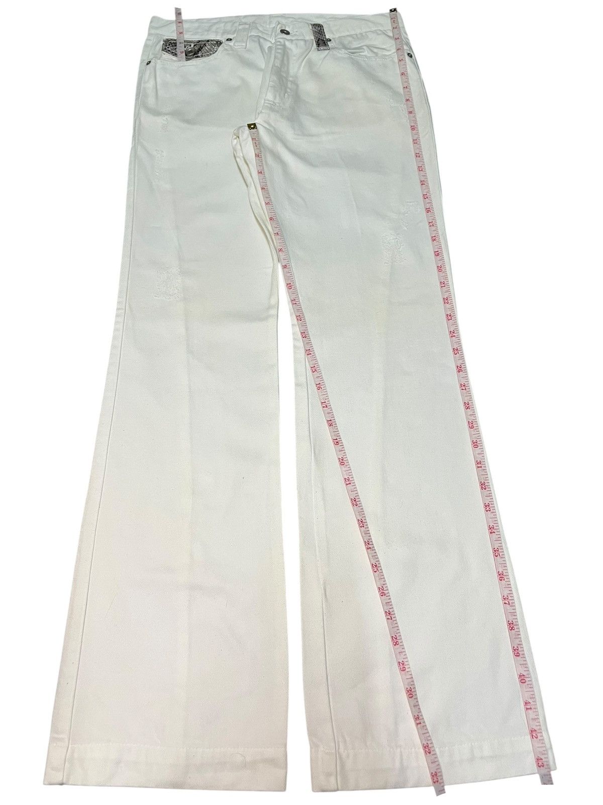 If Six Was Nine Vintage Japanese Brand Snake Skin Sashiko Flare Jeans Size 33" - 7 Thumbnail